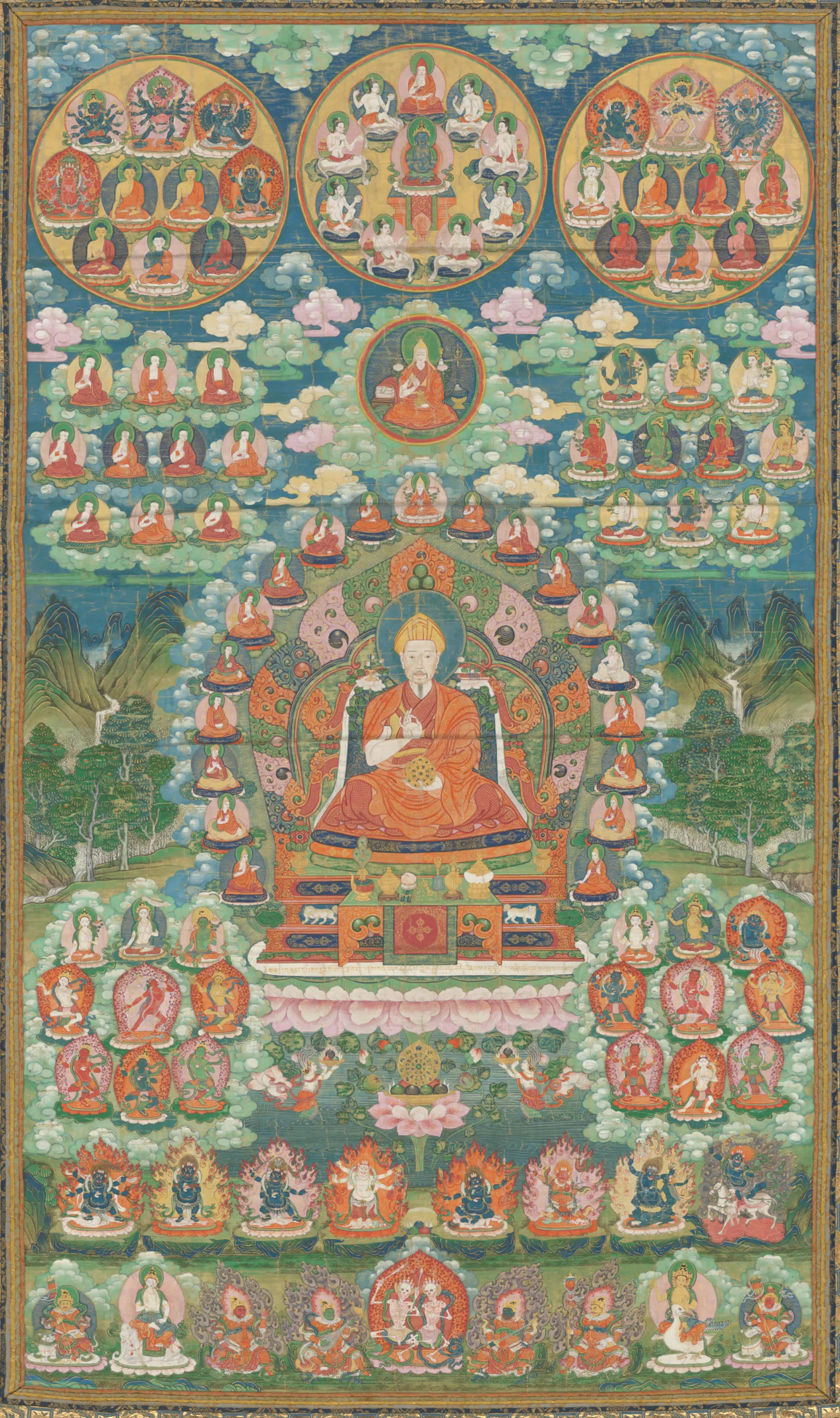 清代【爱新觉罗弘历-乾隆-清高宗】《清人画弘历扎什伦佛装像轴》
