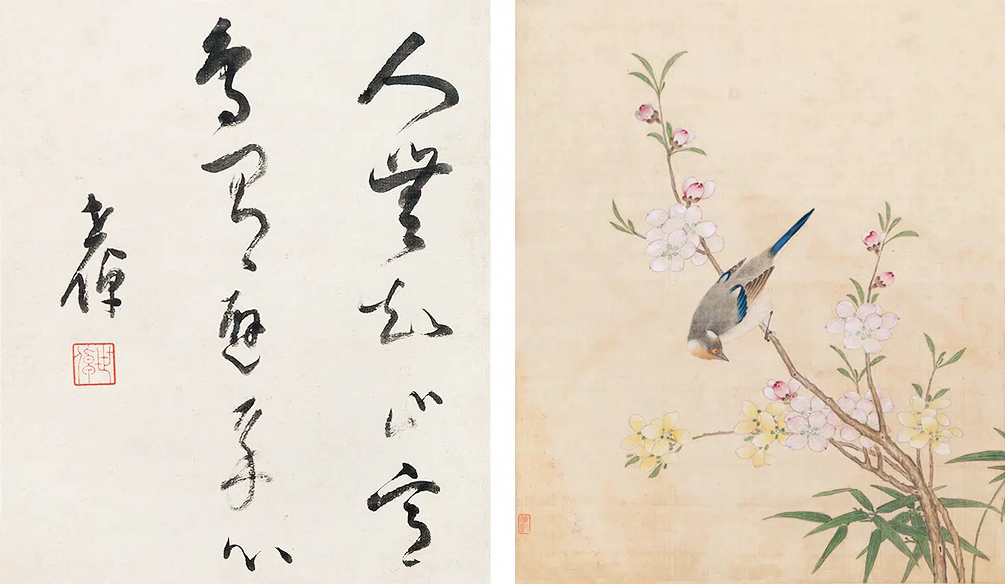 清代【李坚】《花鸟册》