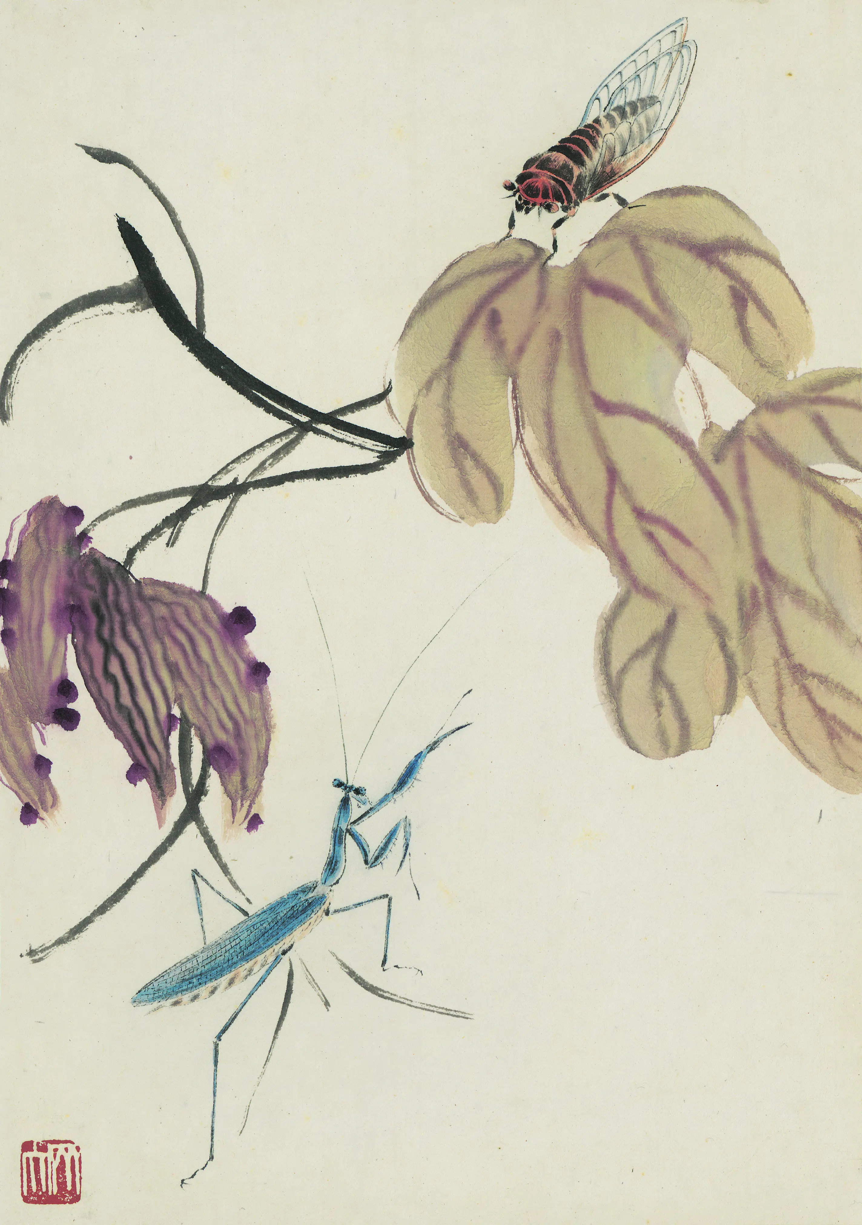 近现代【齐白石】《花卉虫草图册二十开》 第20张
