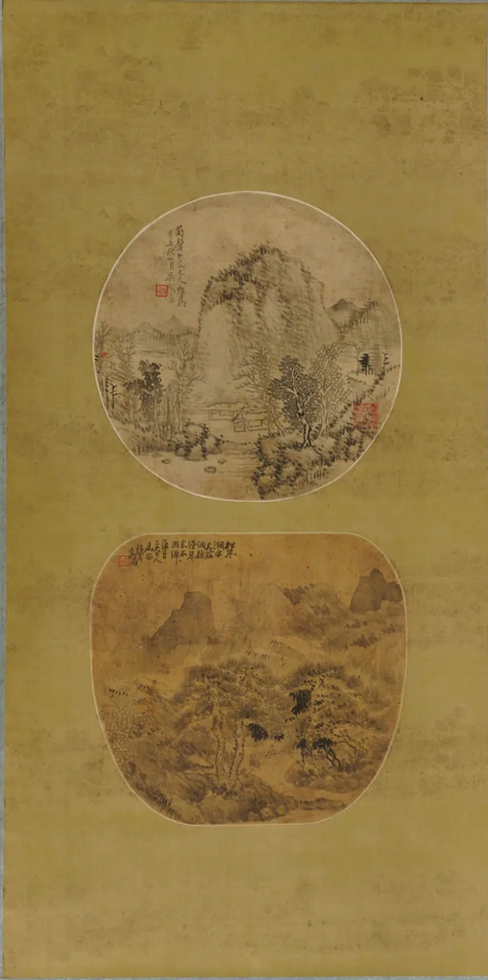 近现代【吴伯滔】《山水二页扇面》