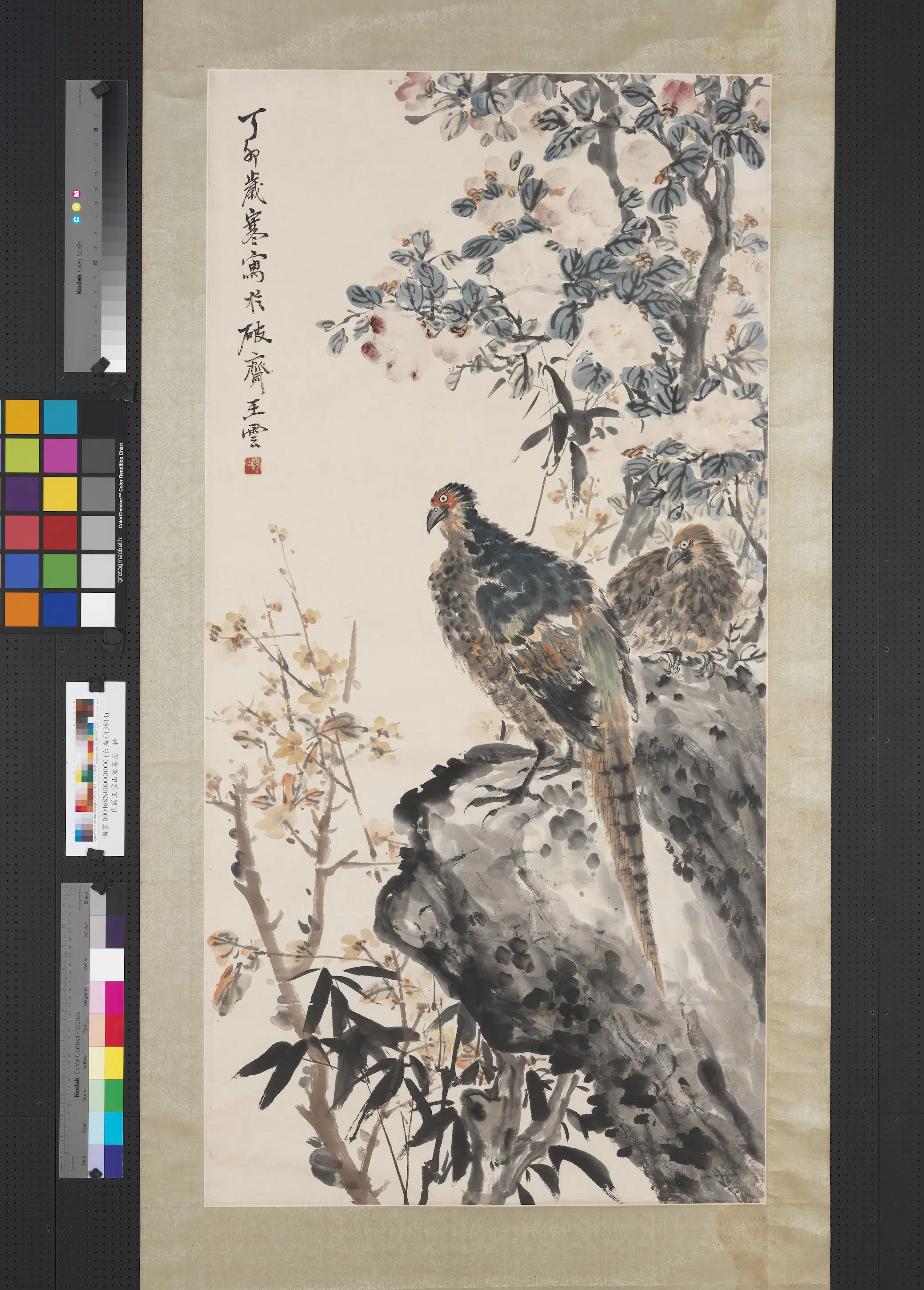 清代【王云】《山鸡茶花图轴》