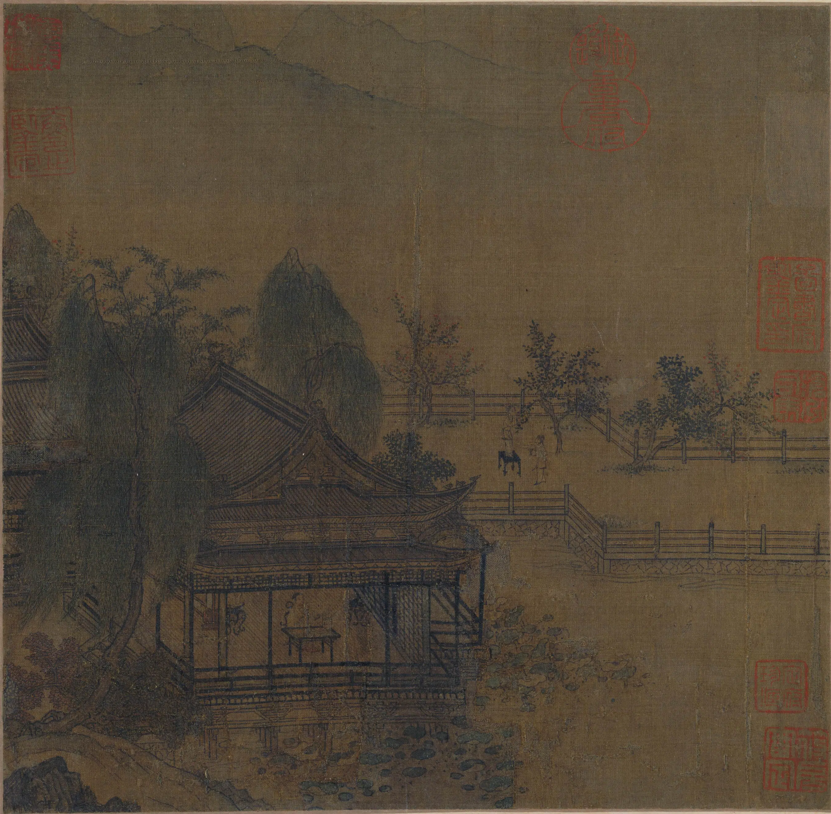 南宋【佚名】《水阁纳凉图页》