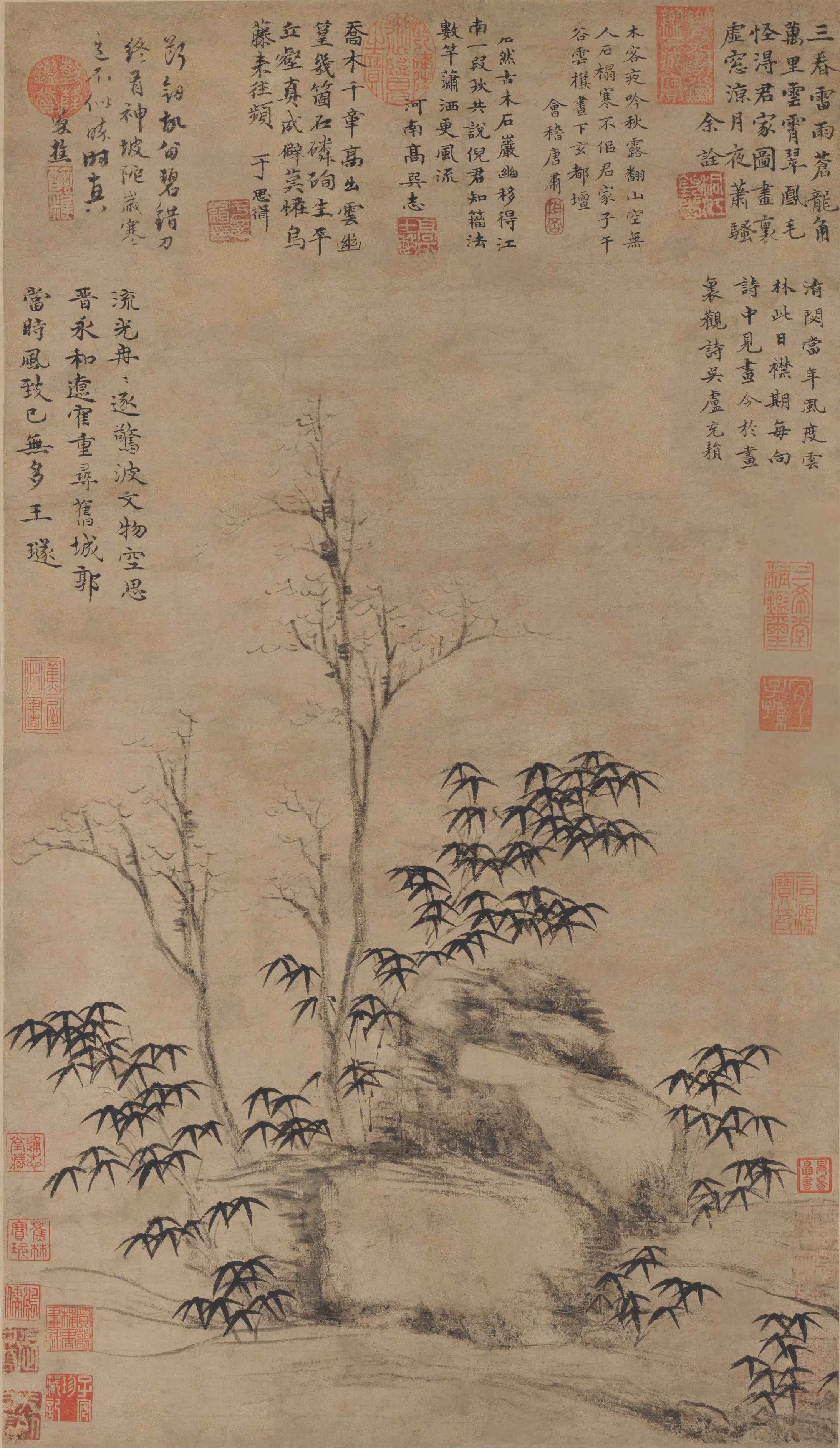 元朝【倪瓒】《古木竹石图-2》
