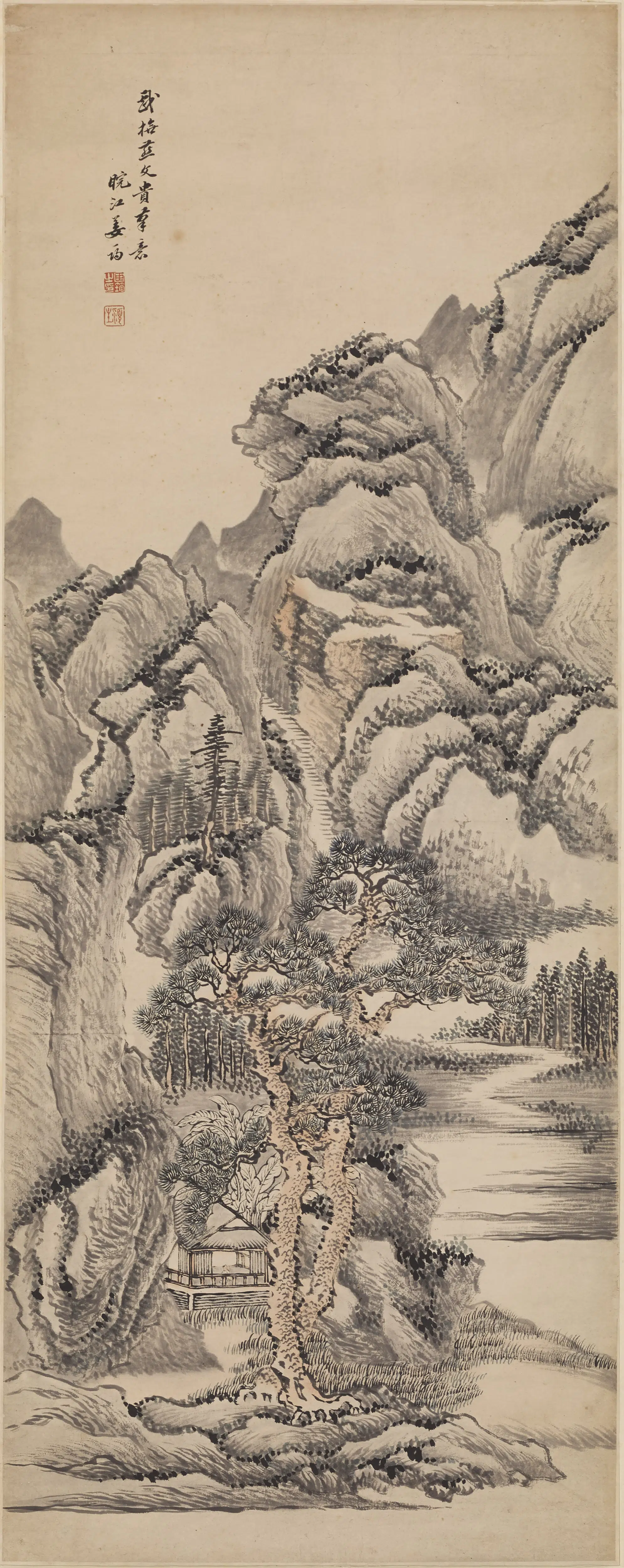 清代【姜筠】《山水图轴》