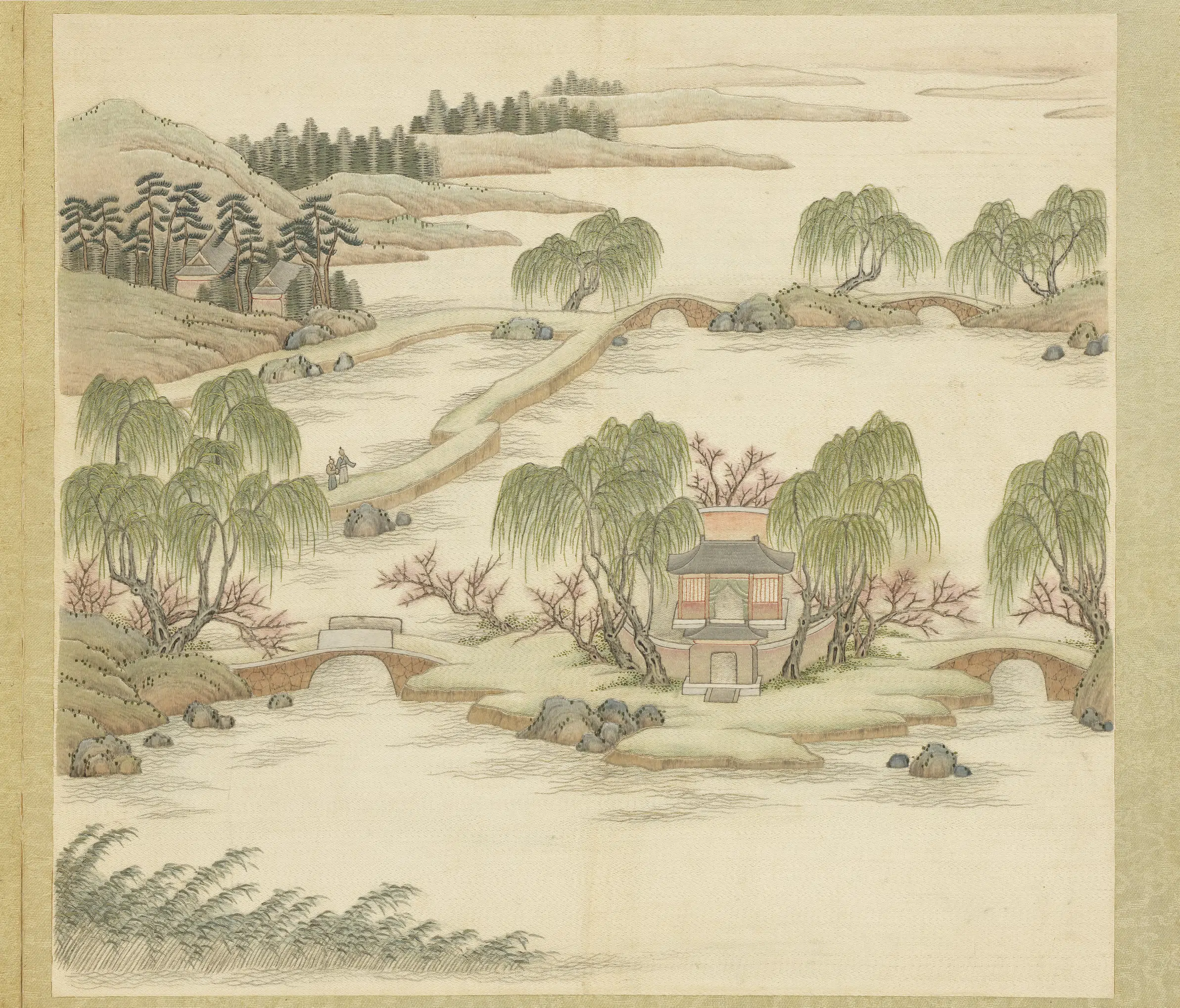 《绣线西湖图册-柳浪闻莺》