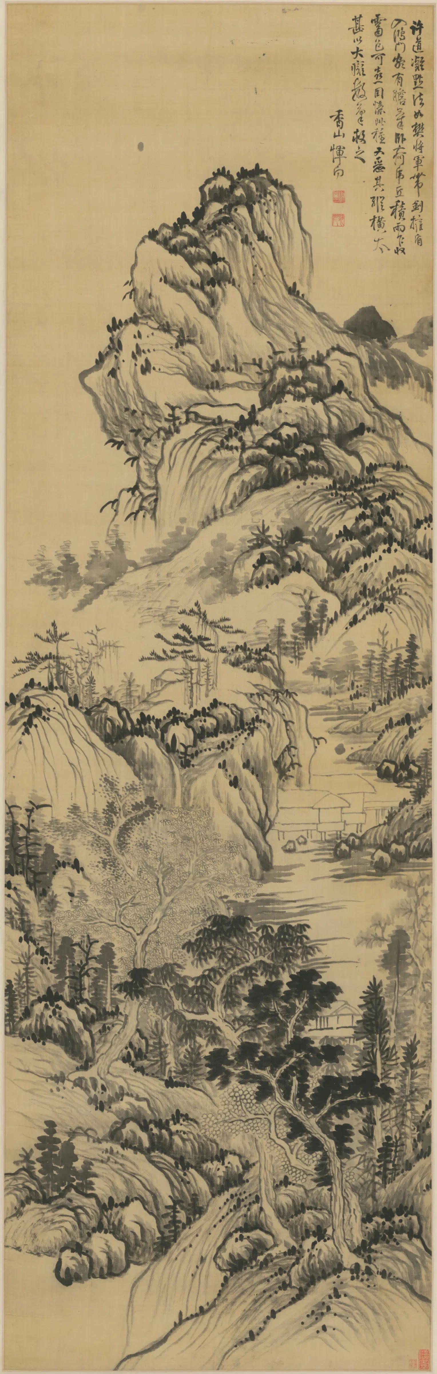明朝【许道宁】《恽向仿许道宁、黄公望山水图轴》 第1张