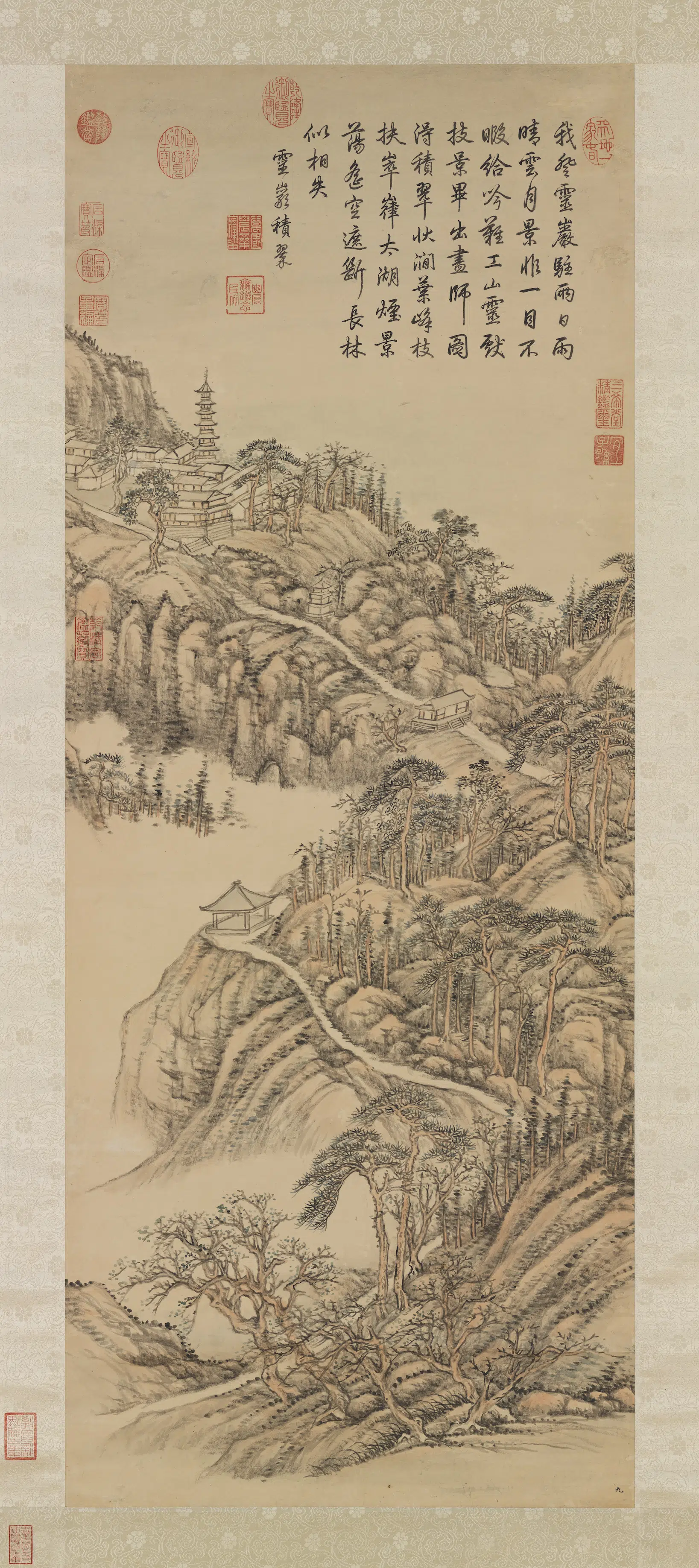 清代【张宗苍】《灵岩积翠图轴》