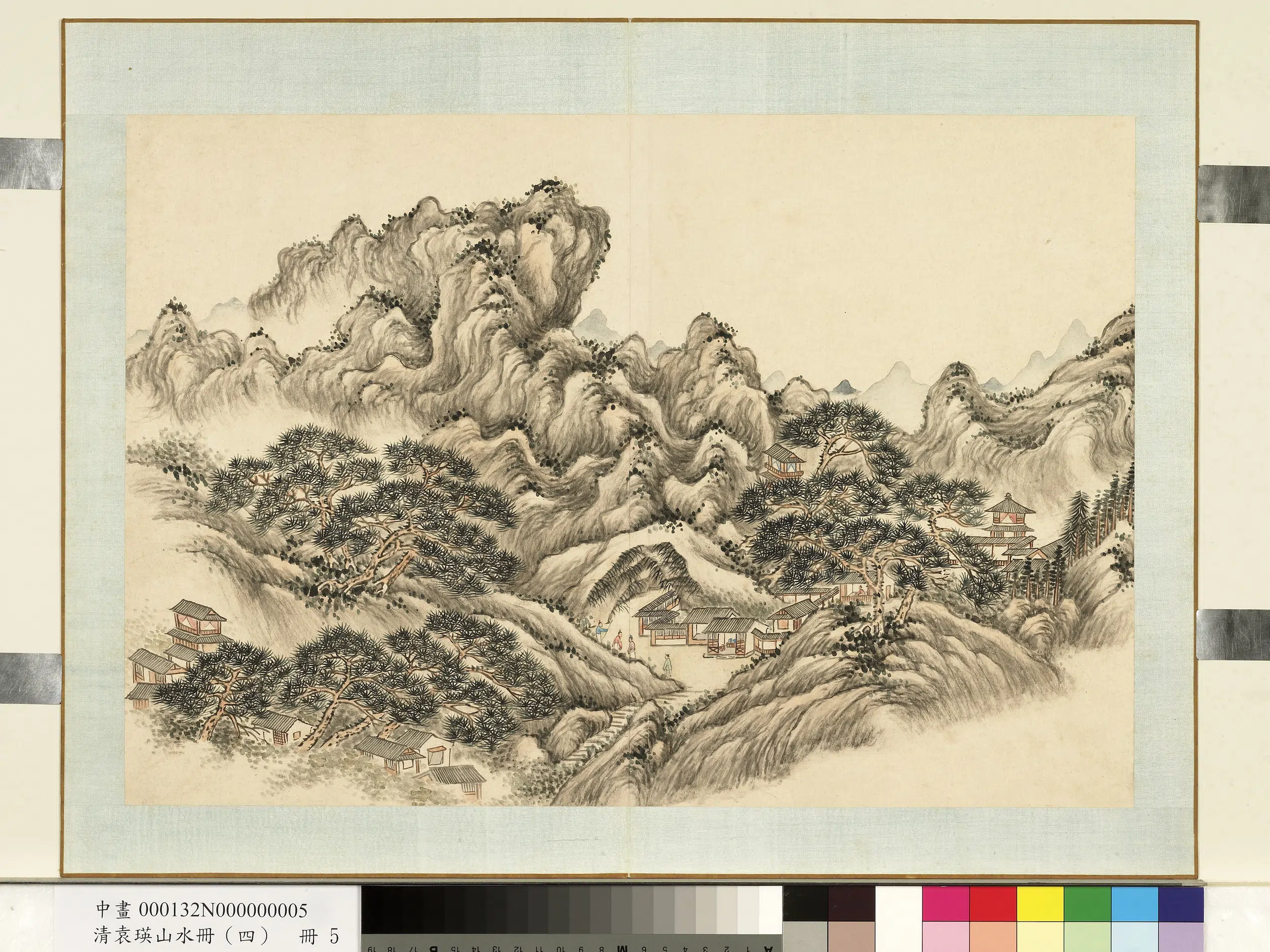 清代【袁瑛】《山水（四）册-山居客至》