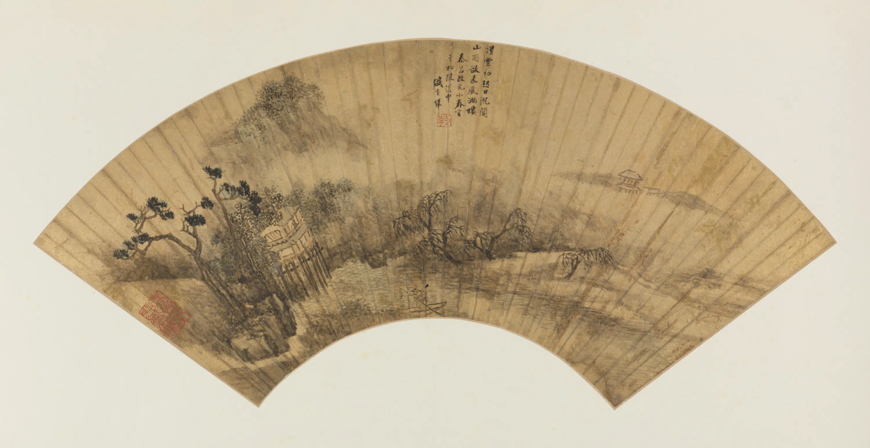 明朝【盛茂烨】《山雨欲来扇》