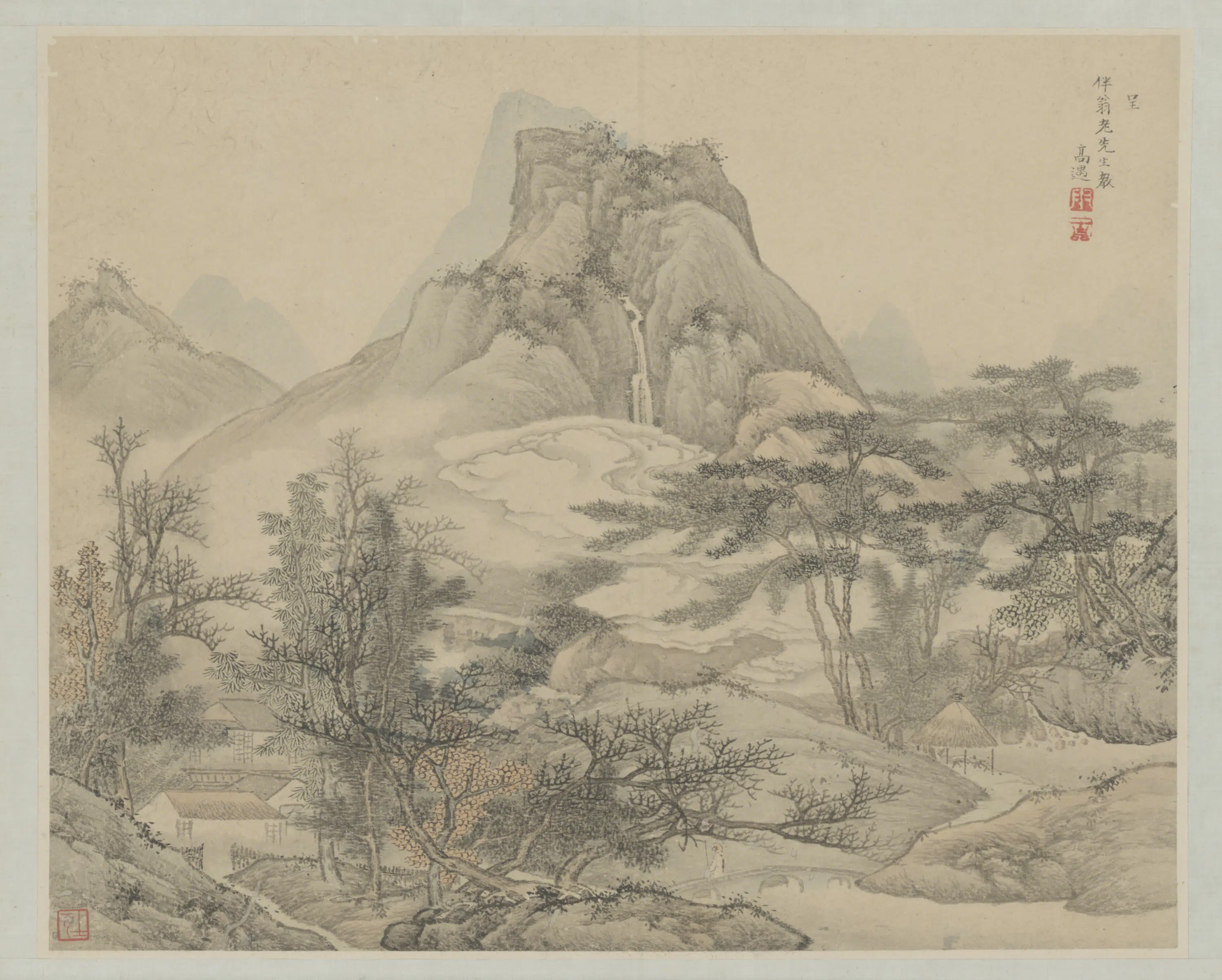 清代【高遇】《金陵诸家山水花卉册-山水页》