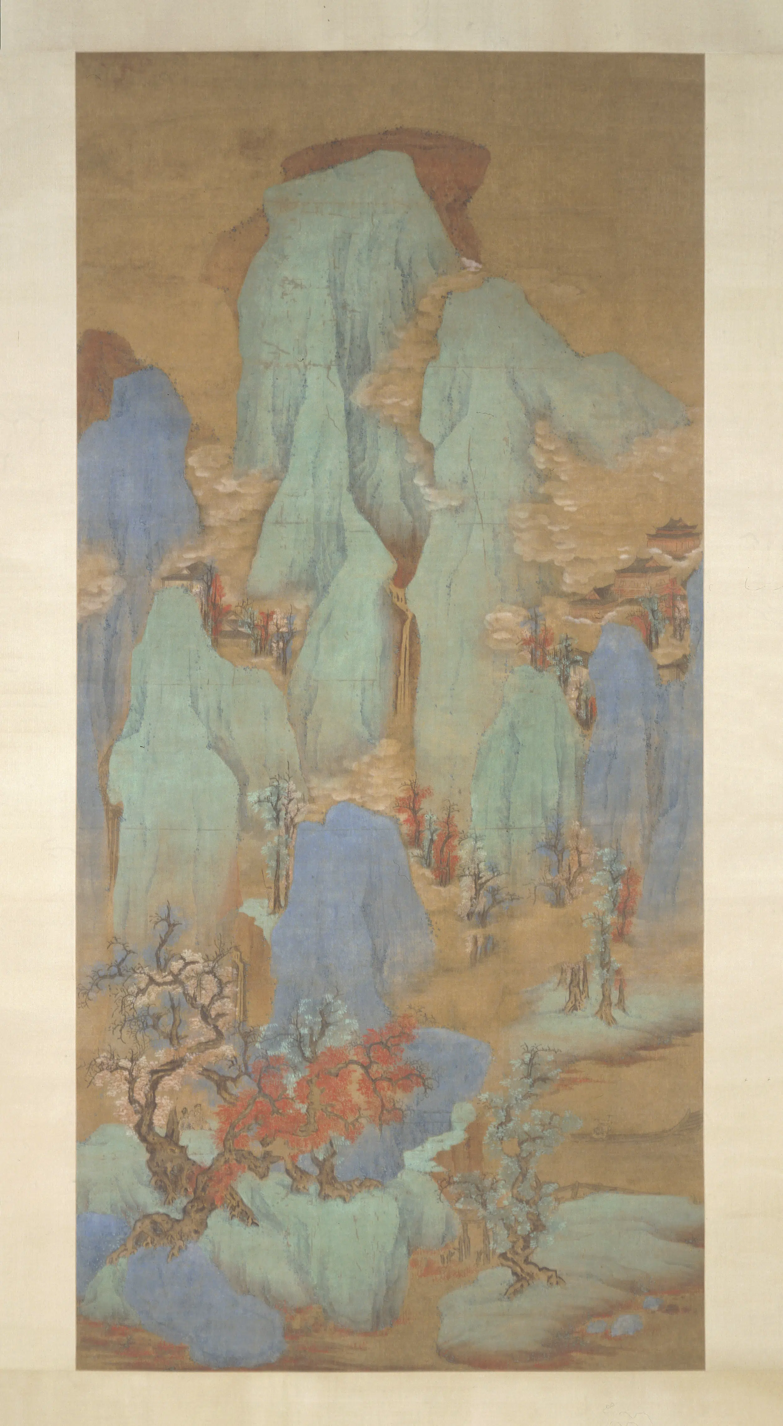 明朝【佚名】《青山红树图轴》 第1张