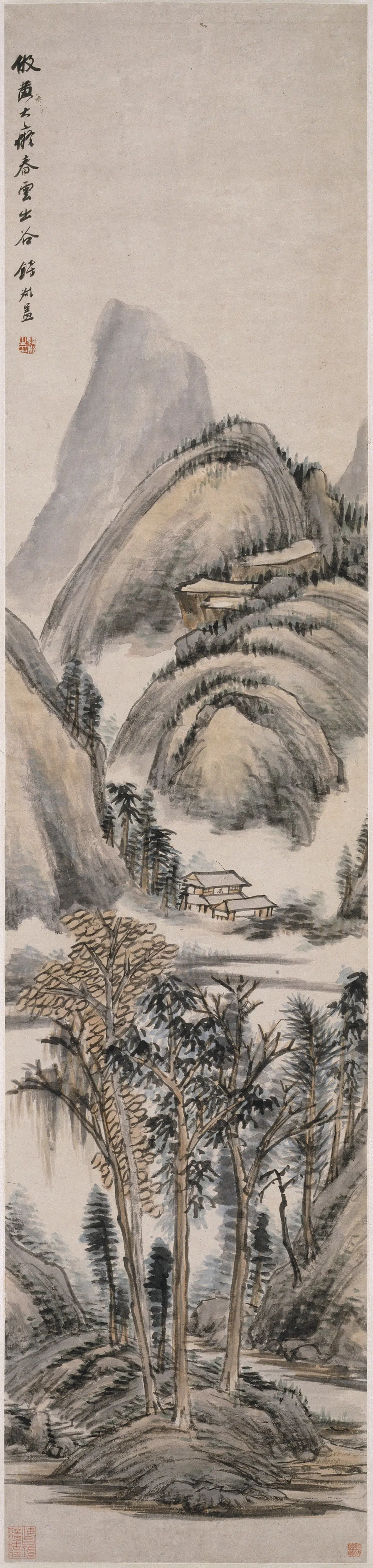 清代【钱松】《春云出谷图轴》