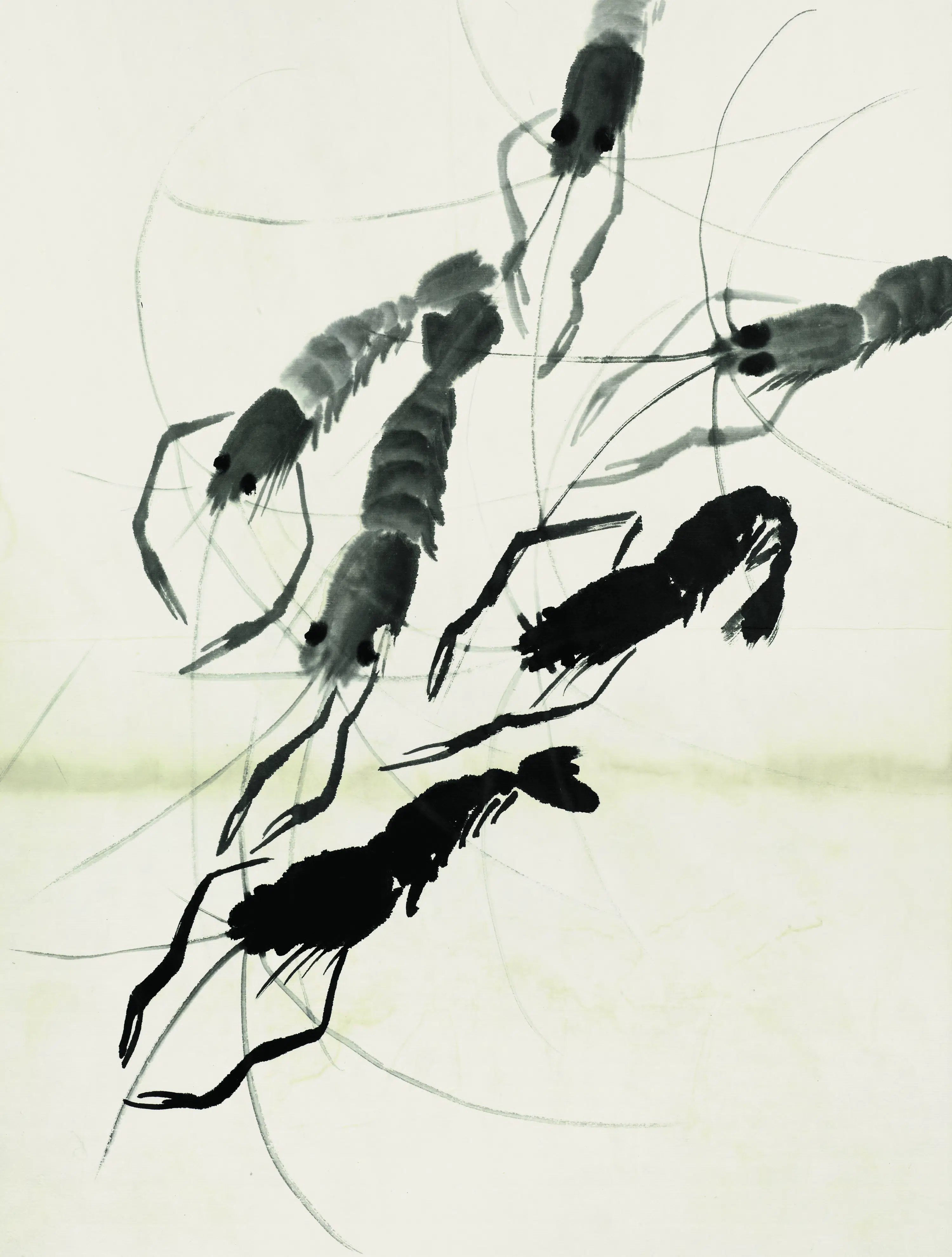 近现代【齐白石】《鱼虾册页之五墨虾》 第1张