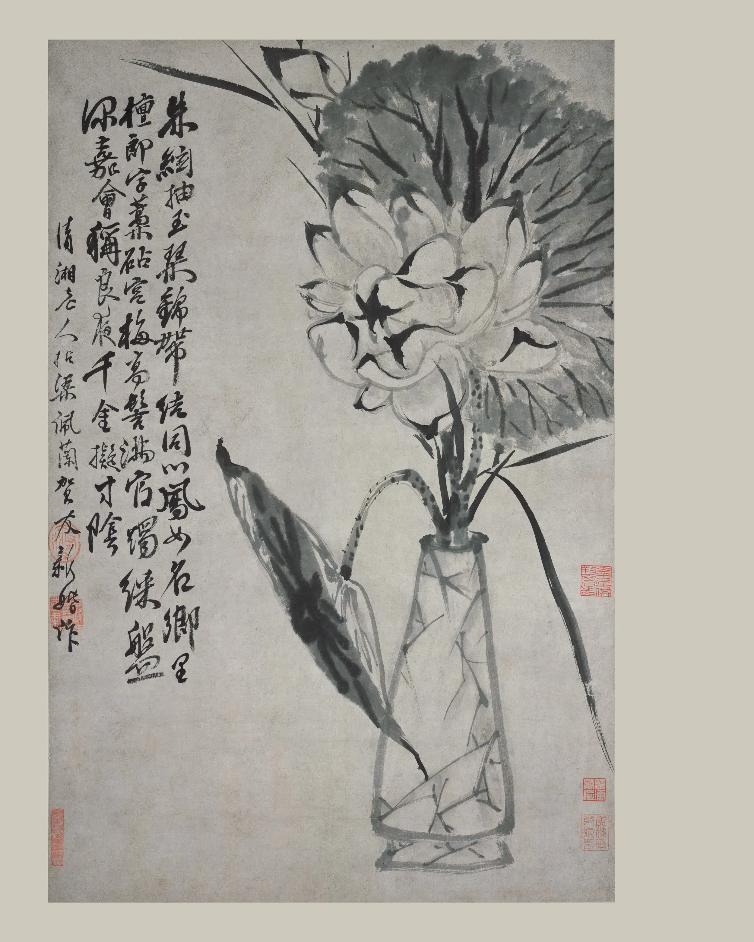 清代【石涛】《锦带同心图轴》