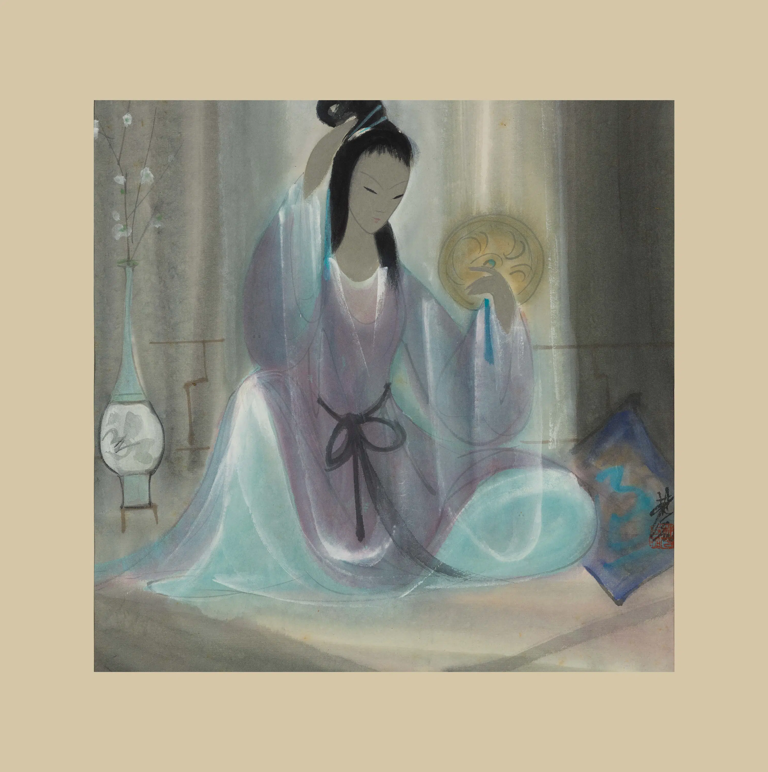近现代【林风眠】《仕女镜心》