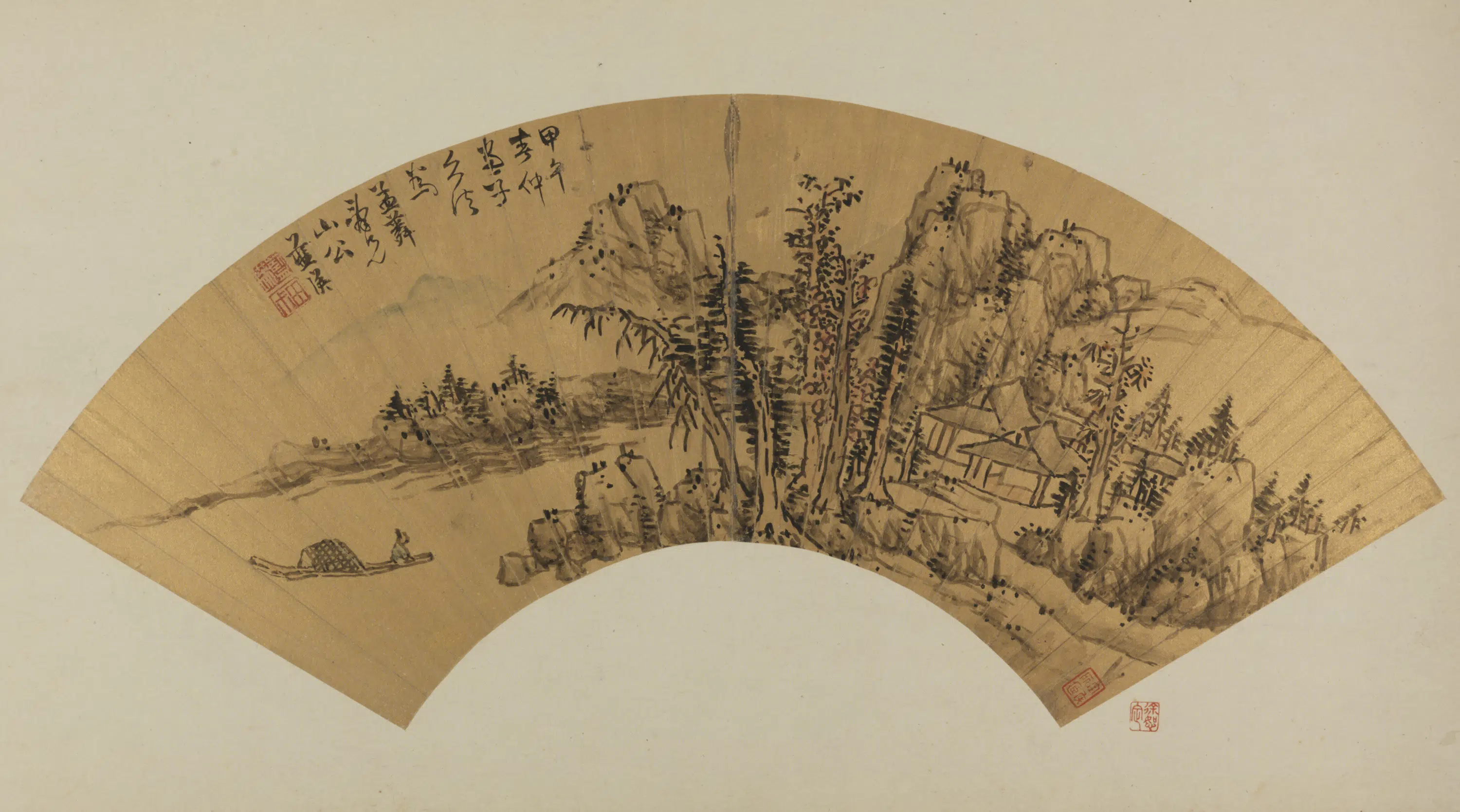明朝【蓝瑛】《山水扇页》