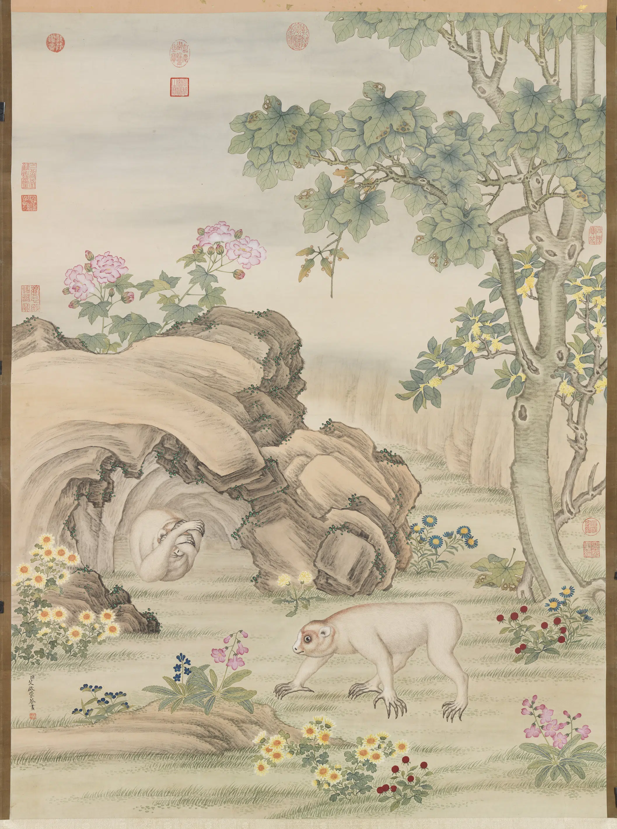 清代【艾启蒙】《画风猩图轴》