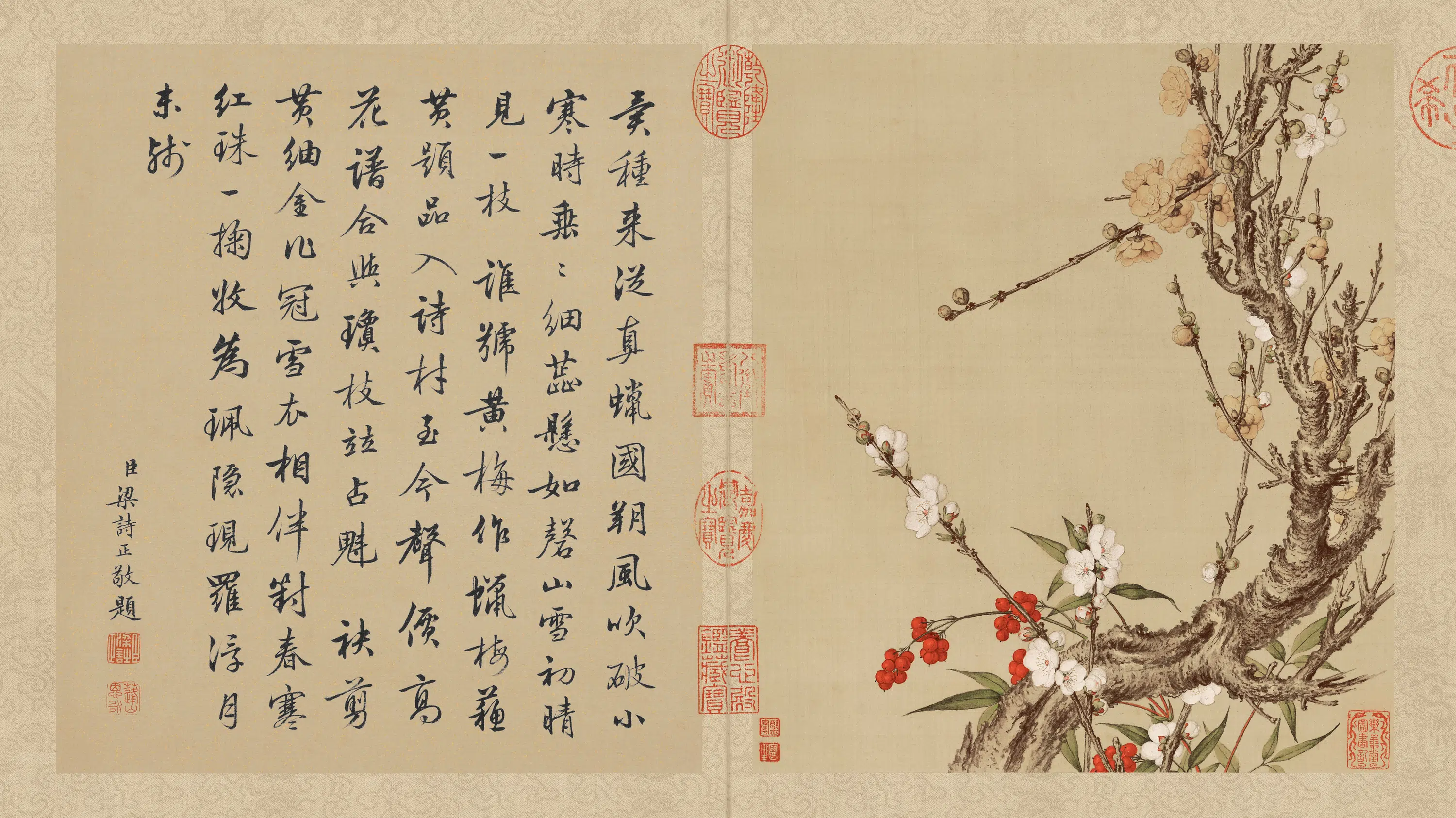 清代【郎世宁】《花鸟册页(10开)》 第10张 清代【郎世宁】《花鸟册页(10开)》 第10张