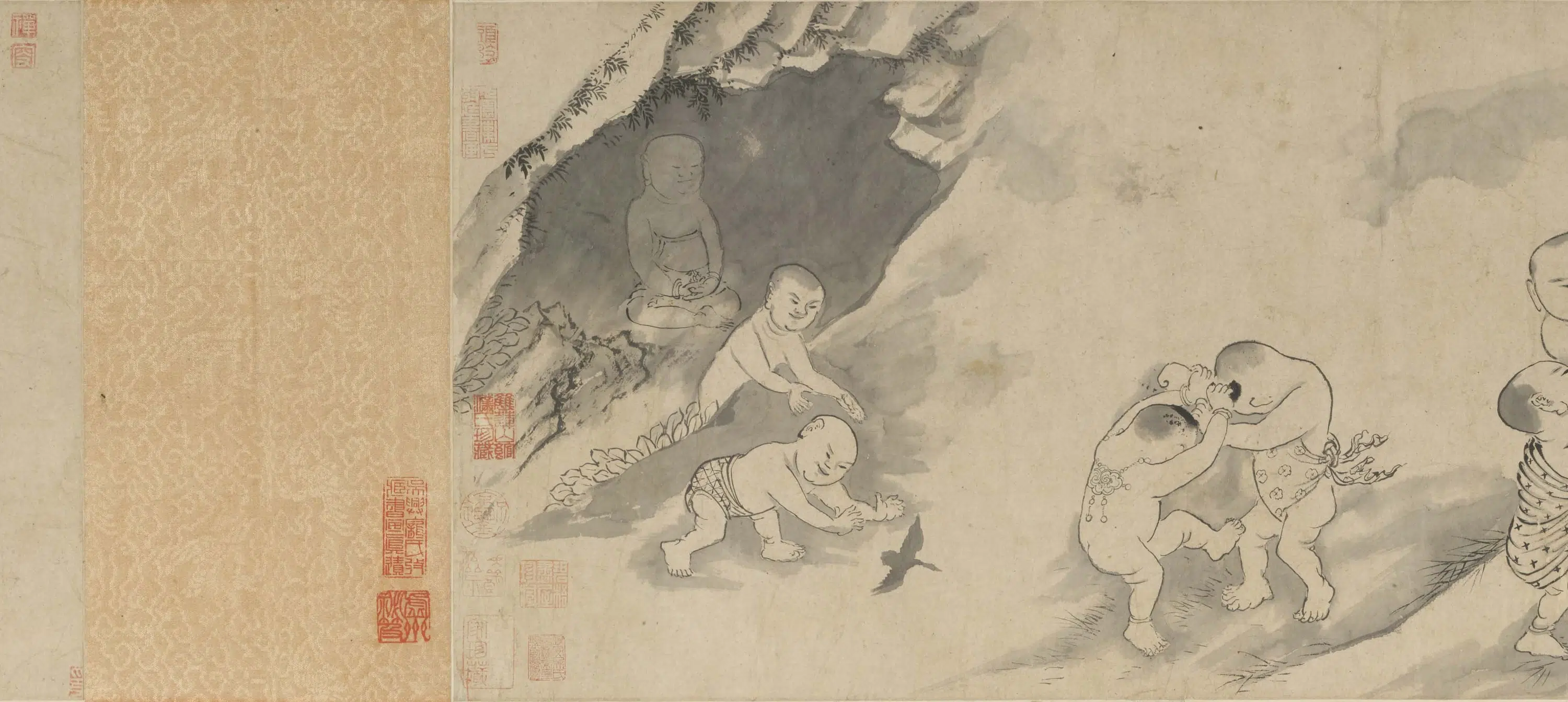 明朝【李麟】《布袋慈尊十八子图卷》 第2张 明朝【李麟】《布袋慈尊十八子图卷》 第2张