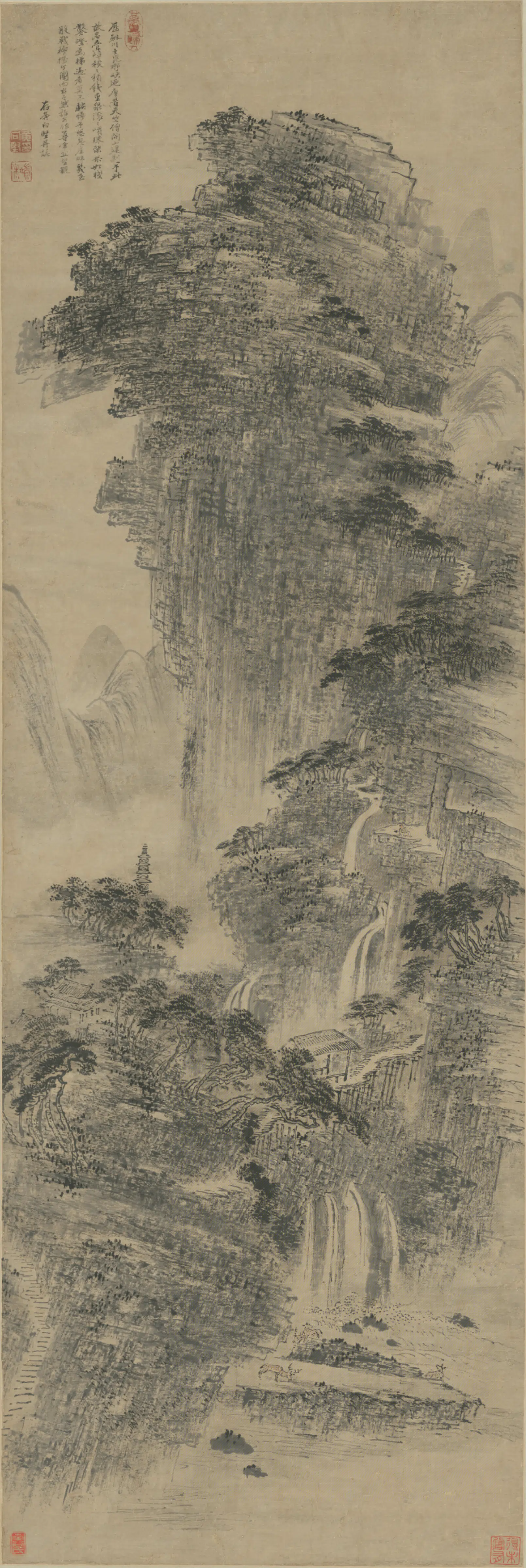 清代【黄向坚】《剑川昆那峡景轴》