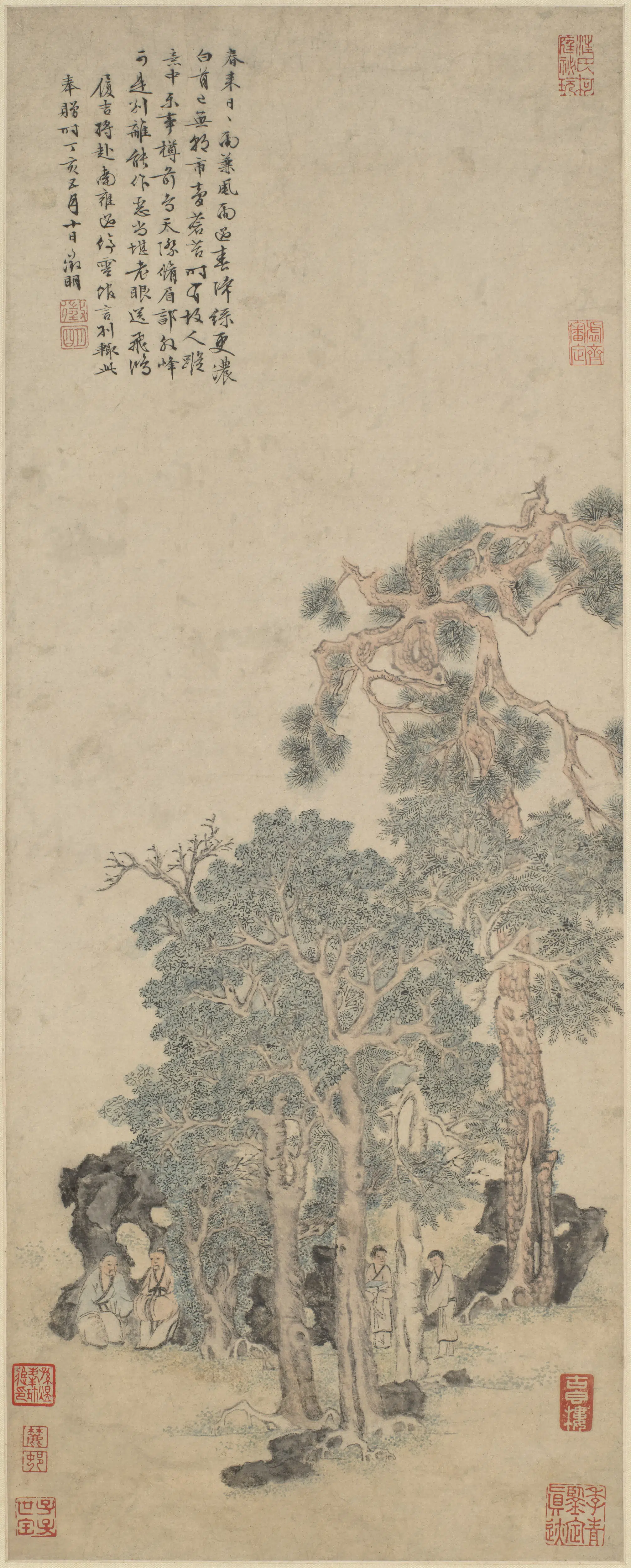 明朝【文徵明（文征明）】《停云言别图轴》