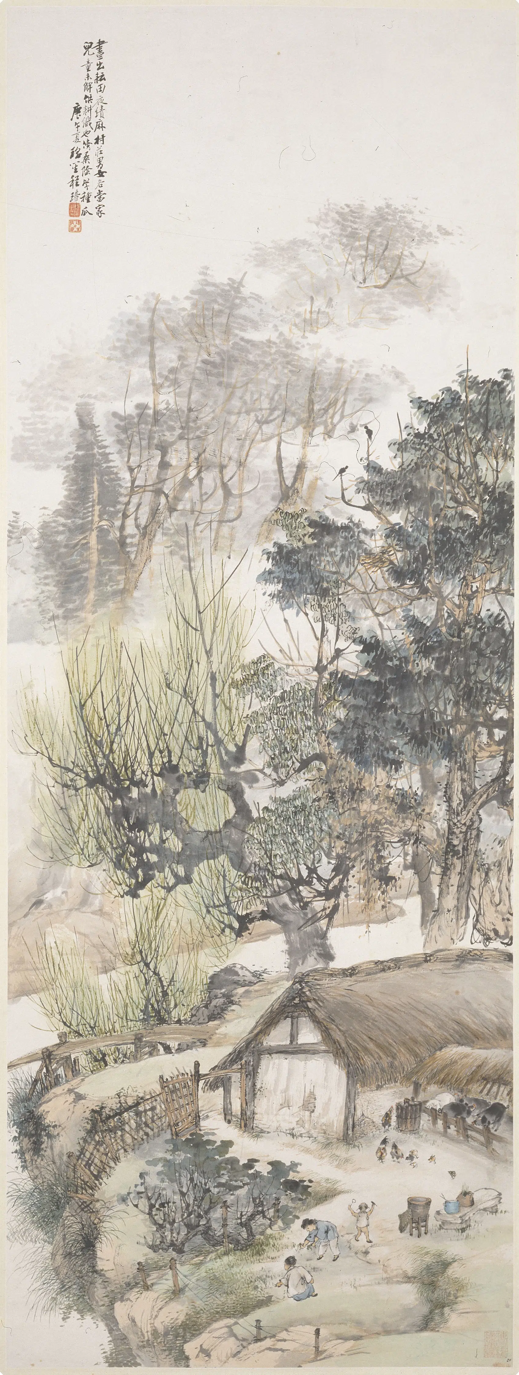 近现代【程璋】《乡景图轴》