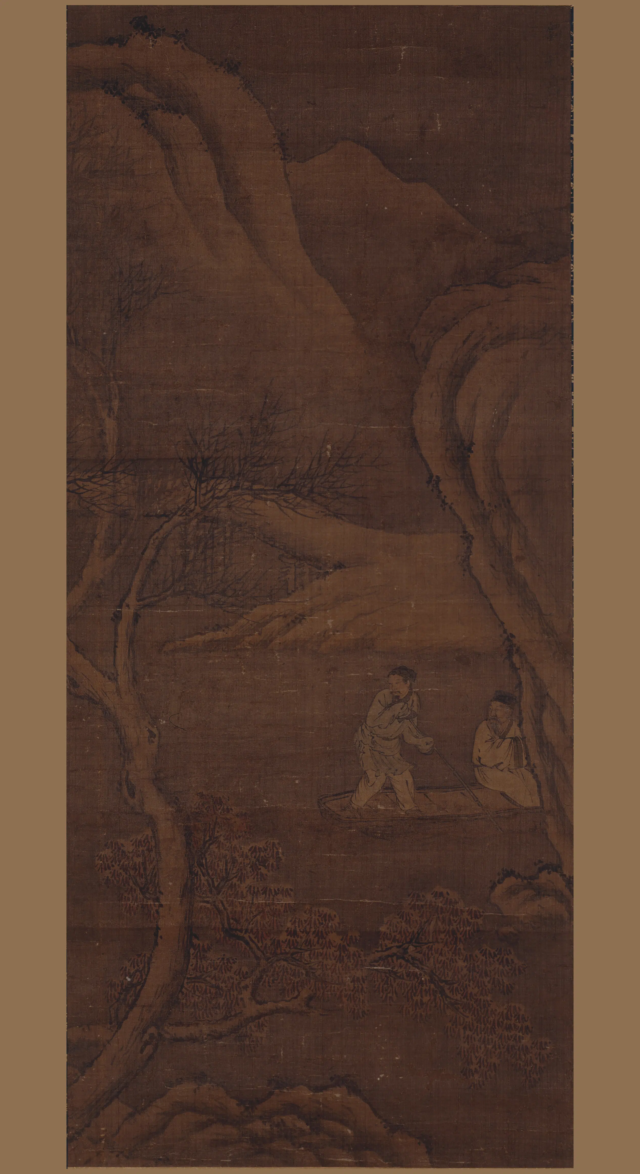 明朝【刘朴】《秋江归棹图轴》