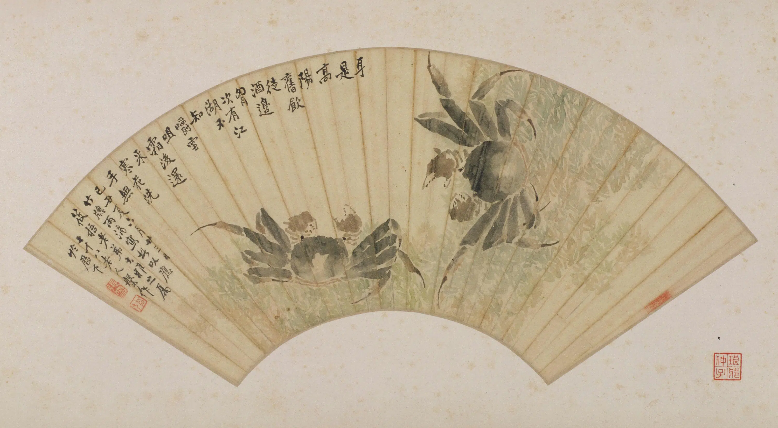 清代【张槃】《双蟹图扇页》 第1张 清代【张槃】《双蟹图扇页》 第1张