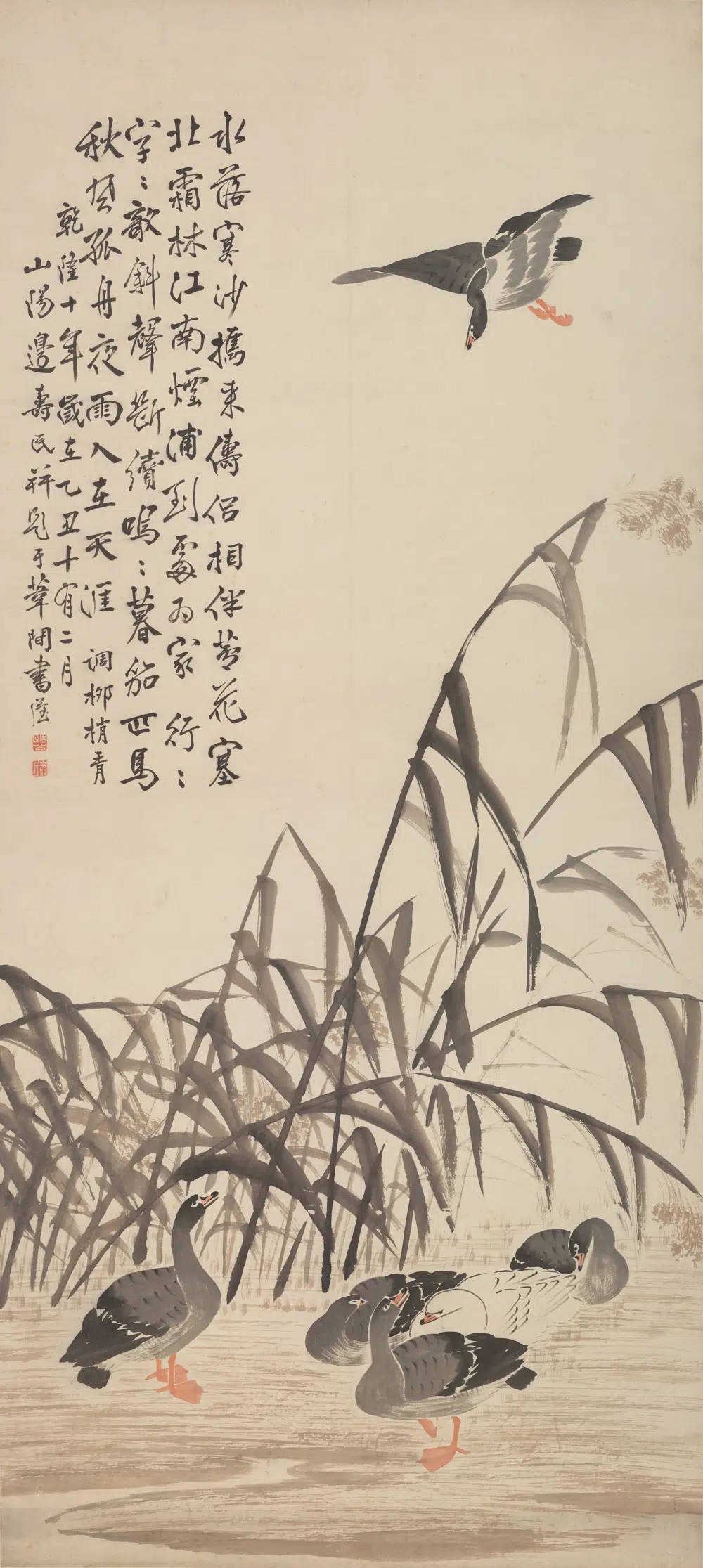 清代【边寿民】《芦雁图轴-4》