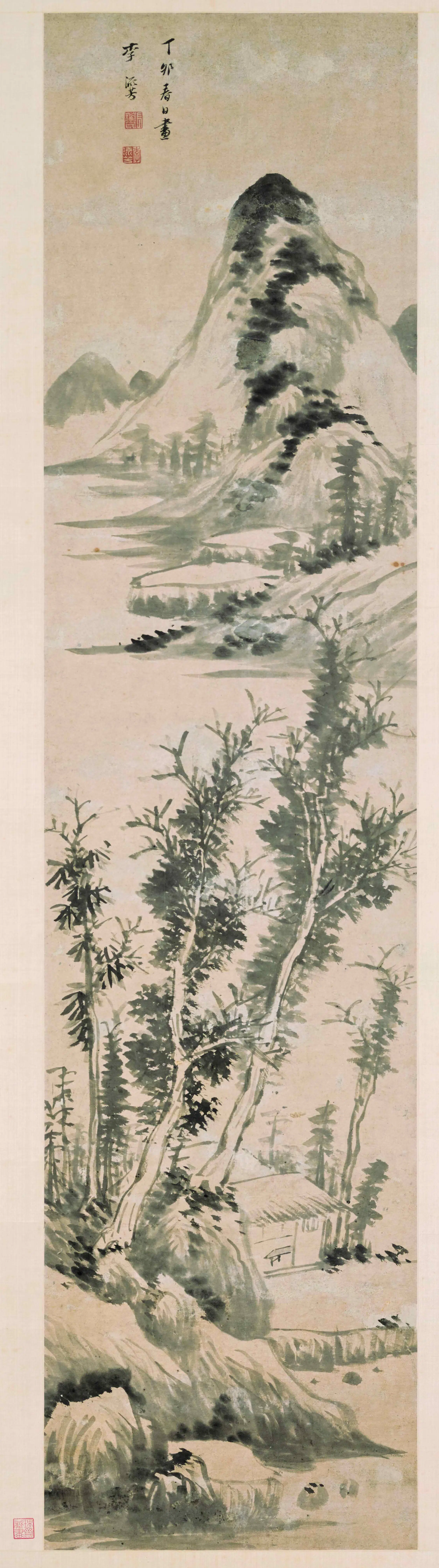明朝【李流芳】《溪山茅堂图轴》