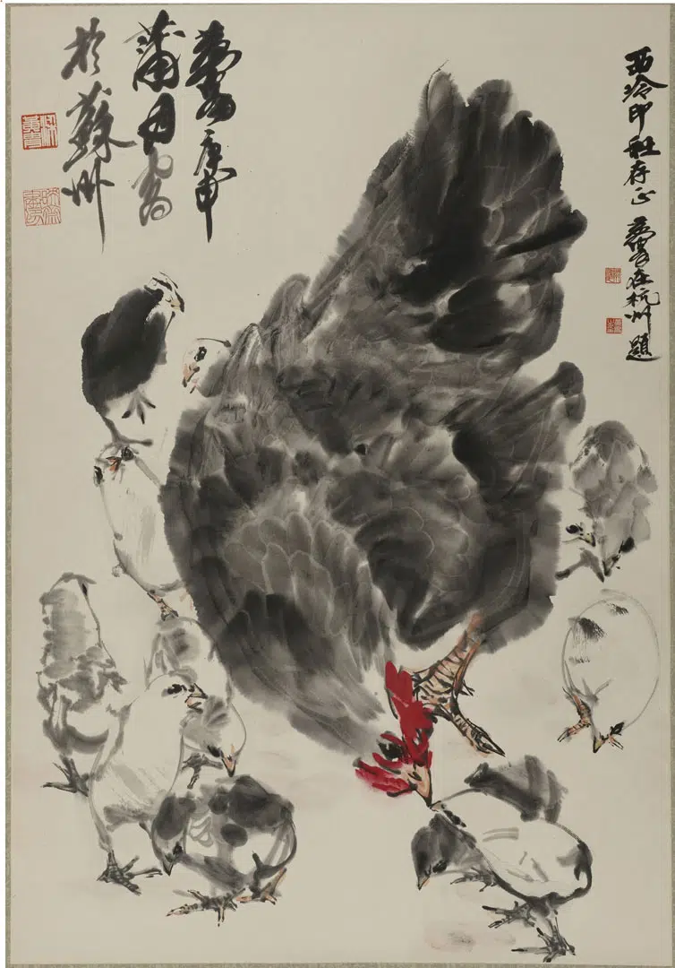 近现代【黄胄】《鸡轴-1》