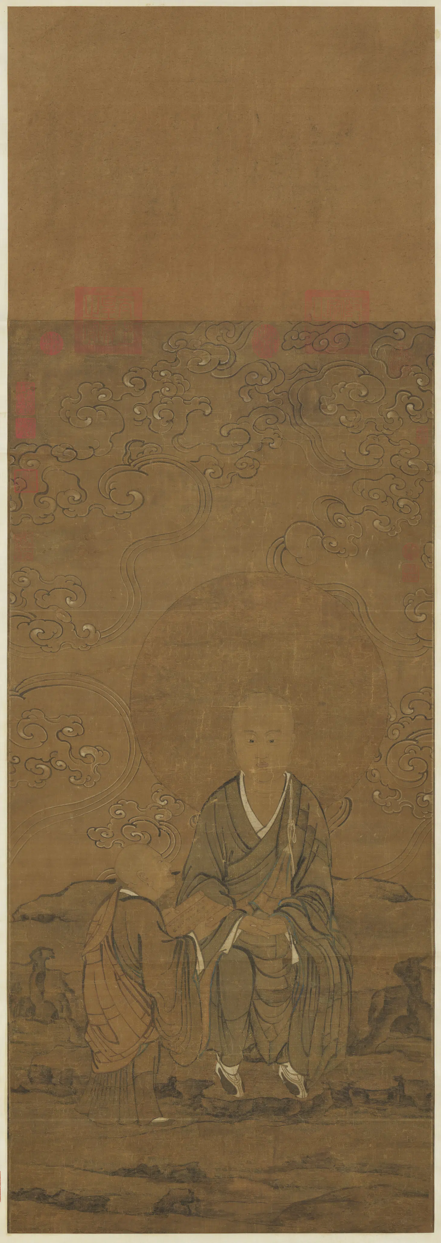 宋代《宋人画十六尊者（六）图轴》
