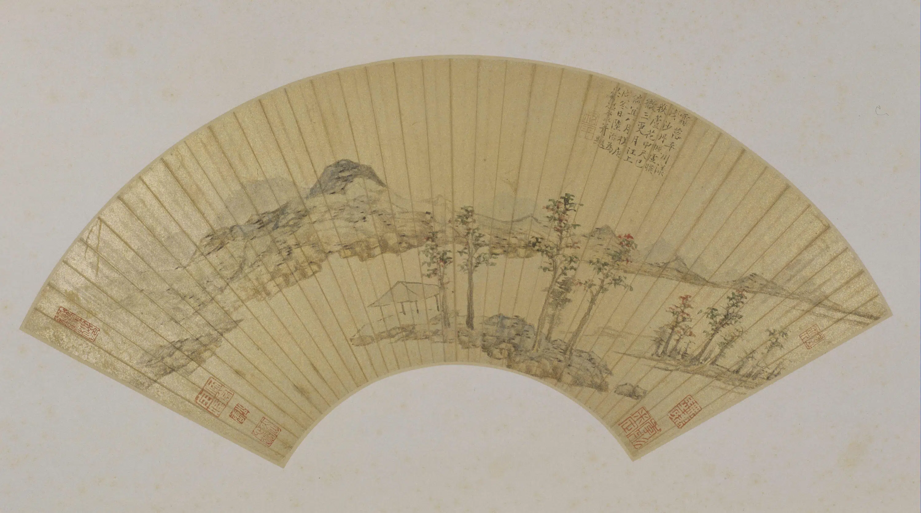 明朝【陆治】《仿倪山水图-扇页》 第1张
