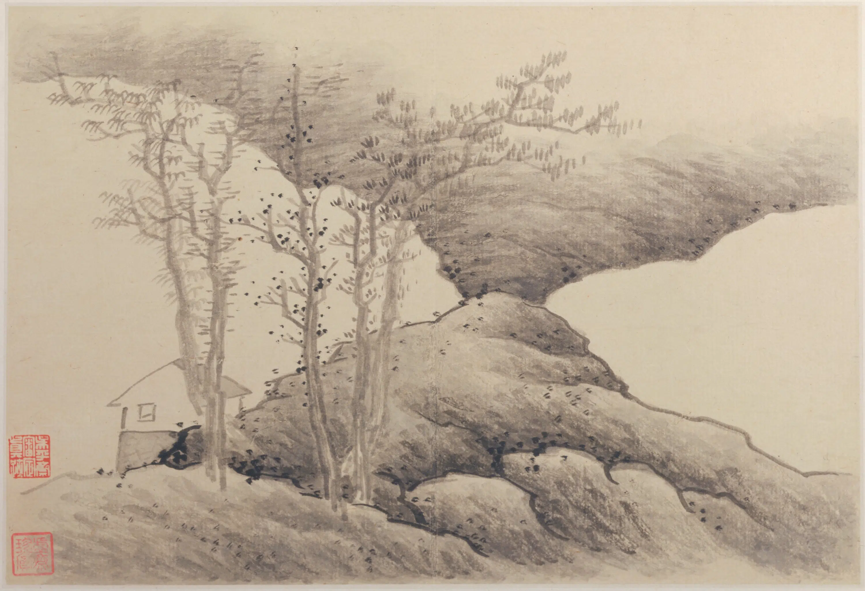 清代【龚贤】《山水册（17开）》 第4张