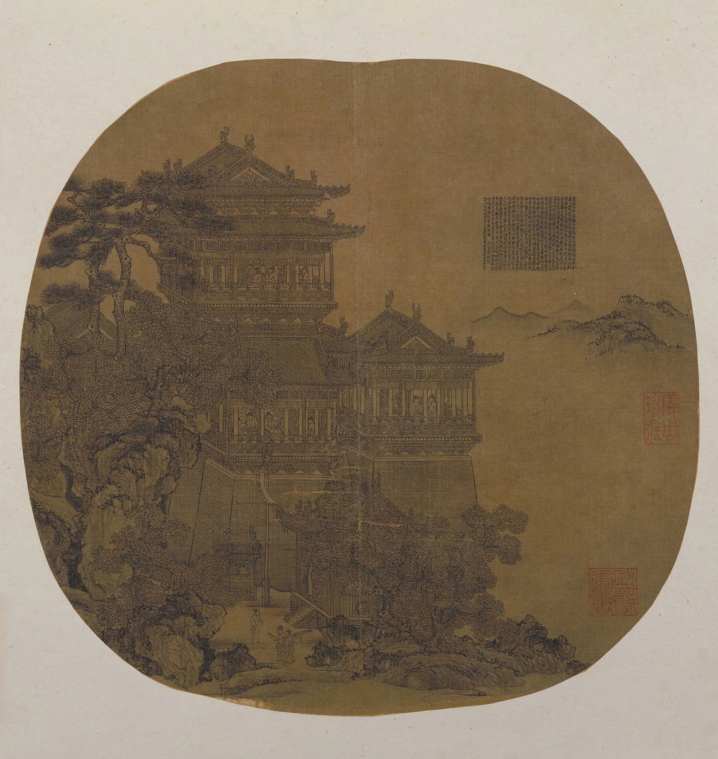 元朝【夏永】《岳阳楼图扇页》