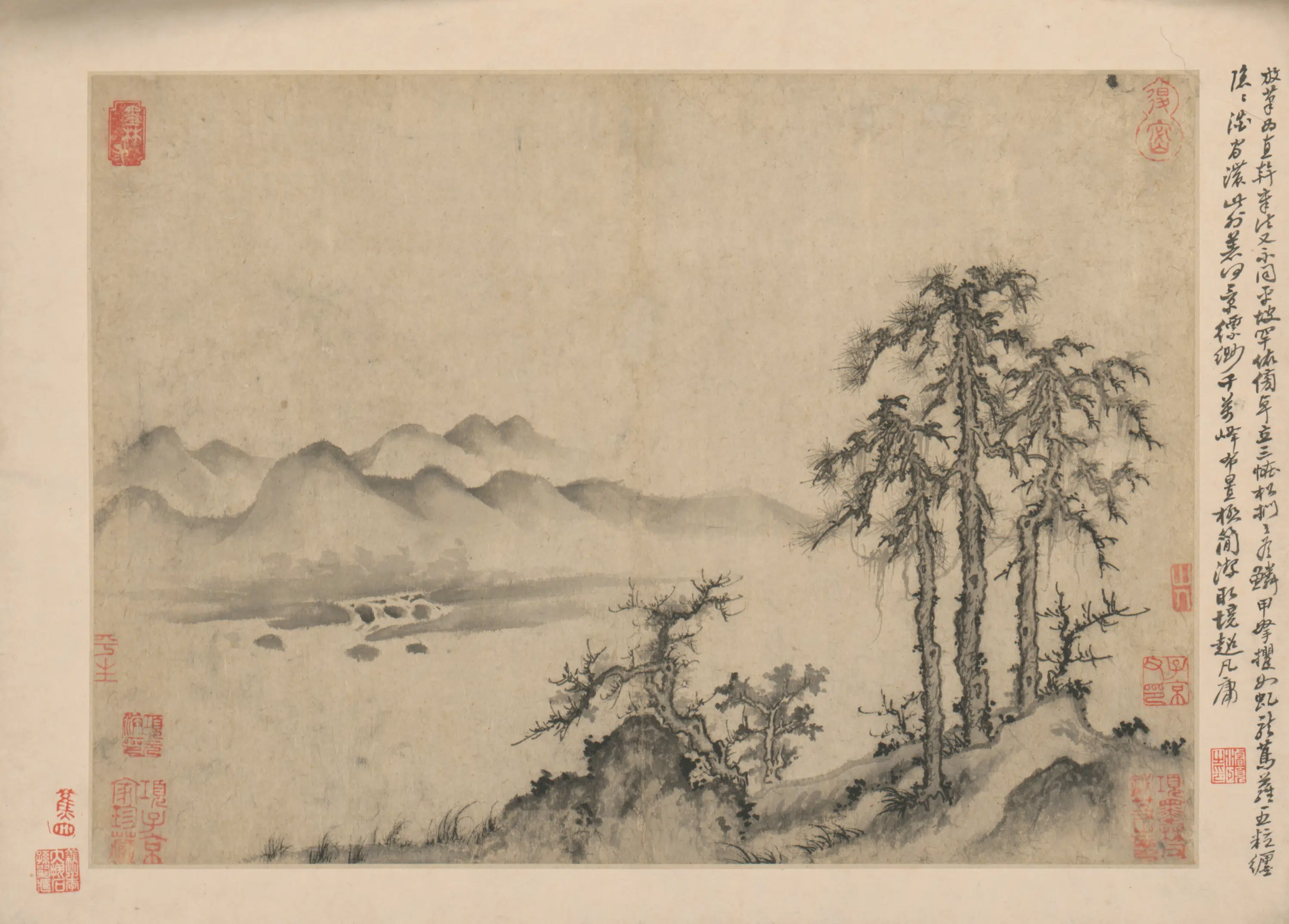 元朝【王蒙】《山水册(10开)》 第9张 元朝【王蒙】《山水册(10开)》 第9张