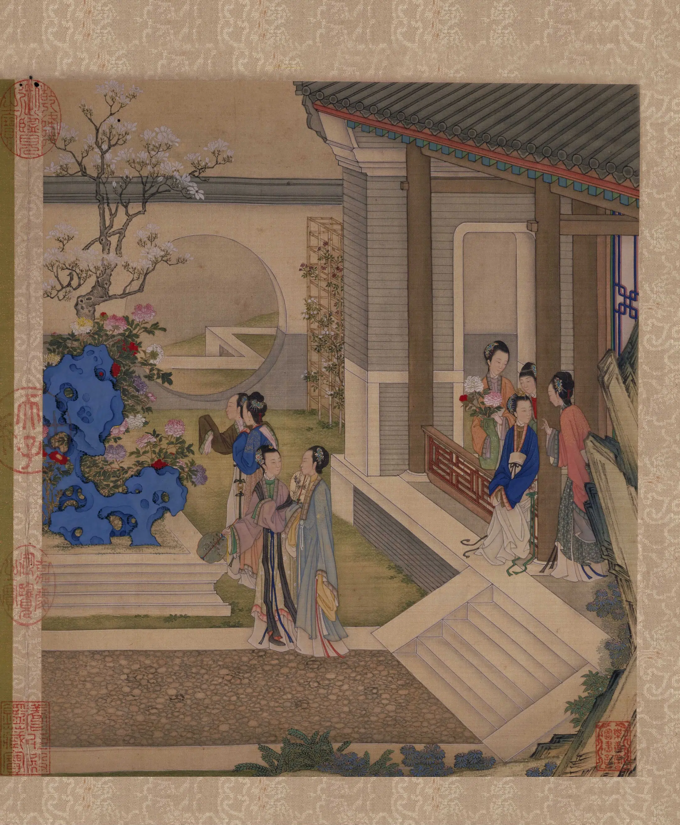 清代【陈枚】《月曼清游图册十二开-(碧池采莲)》 第5张 清代【陈枚】《月曼清游图册十二开-(碧池采莲)》 第5张