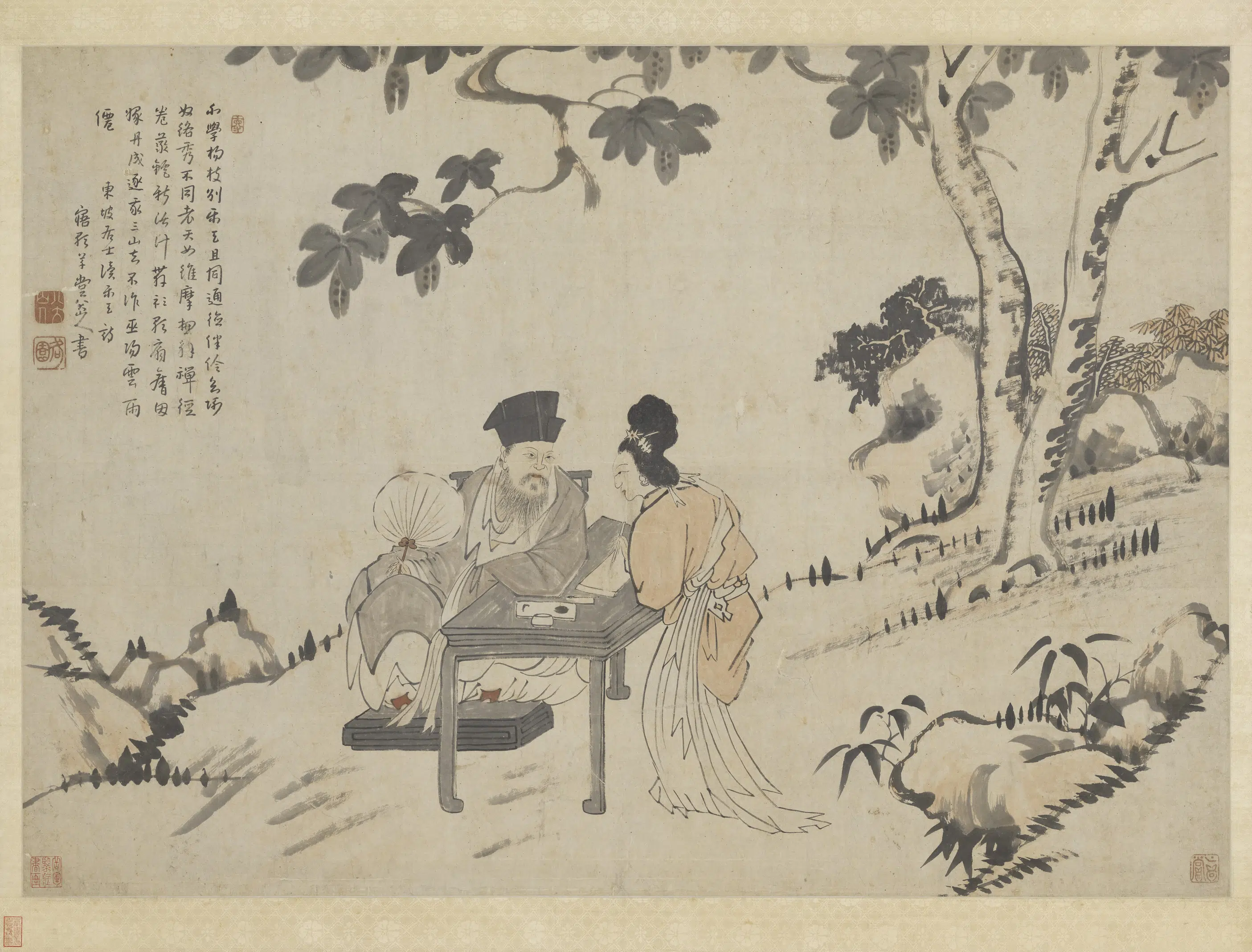清代【朱耷】《东坡朝云图轴》