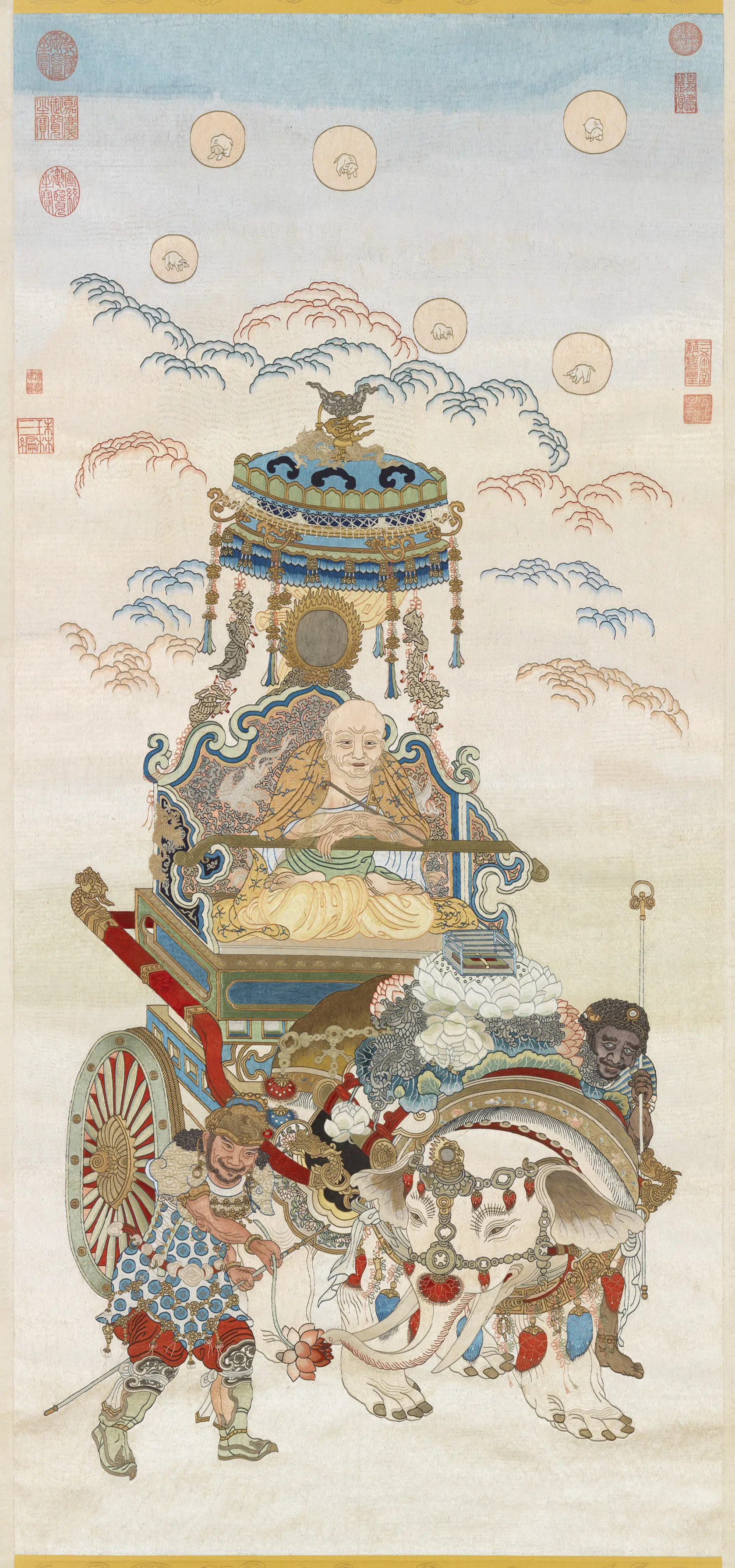 《绣线佛像（九）普贤菩萨图轴》