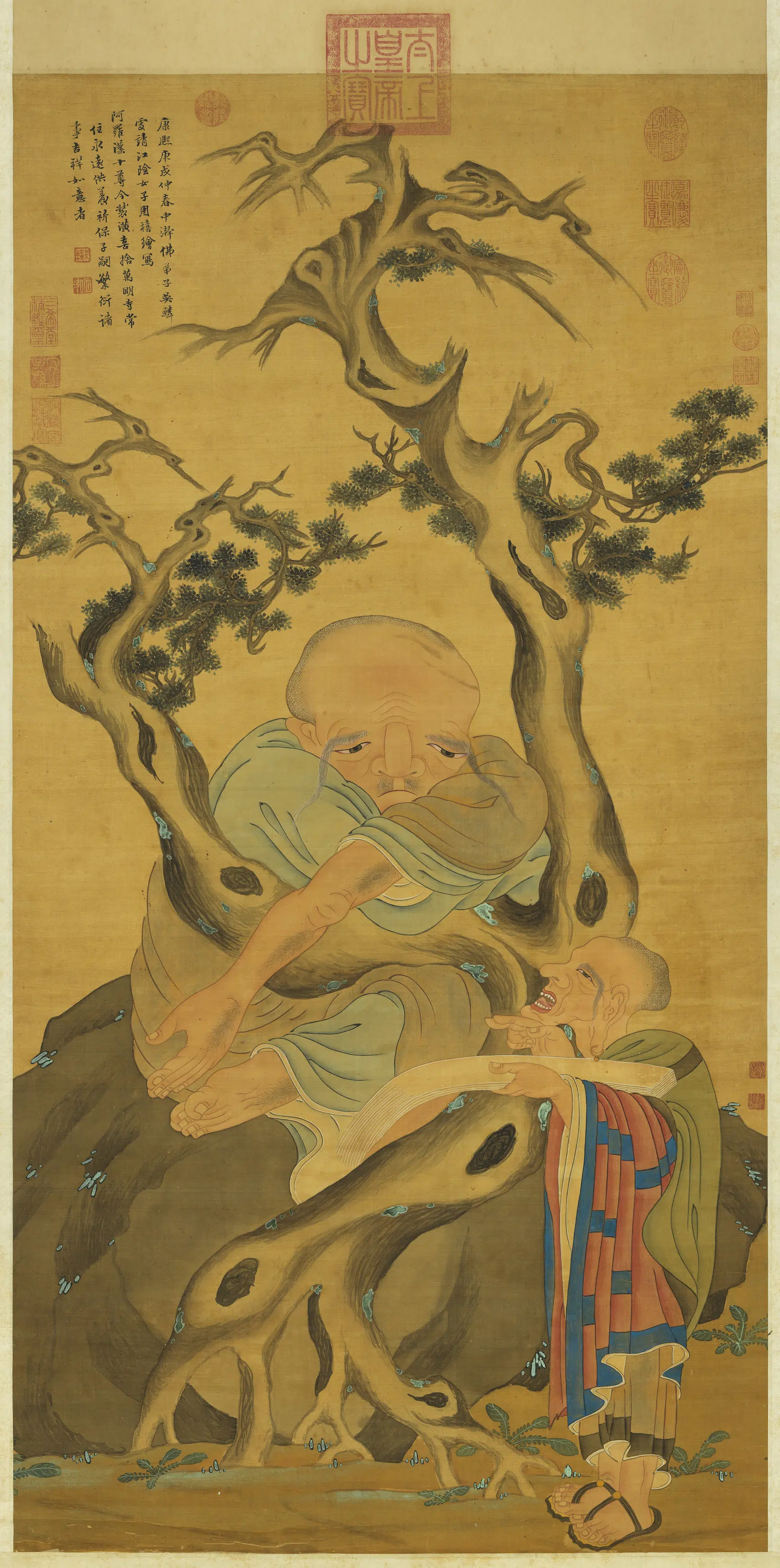 清代【周禧】《画罗汉（戊）图轴》