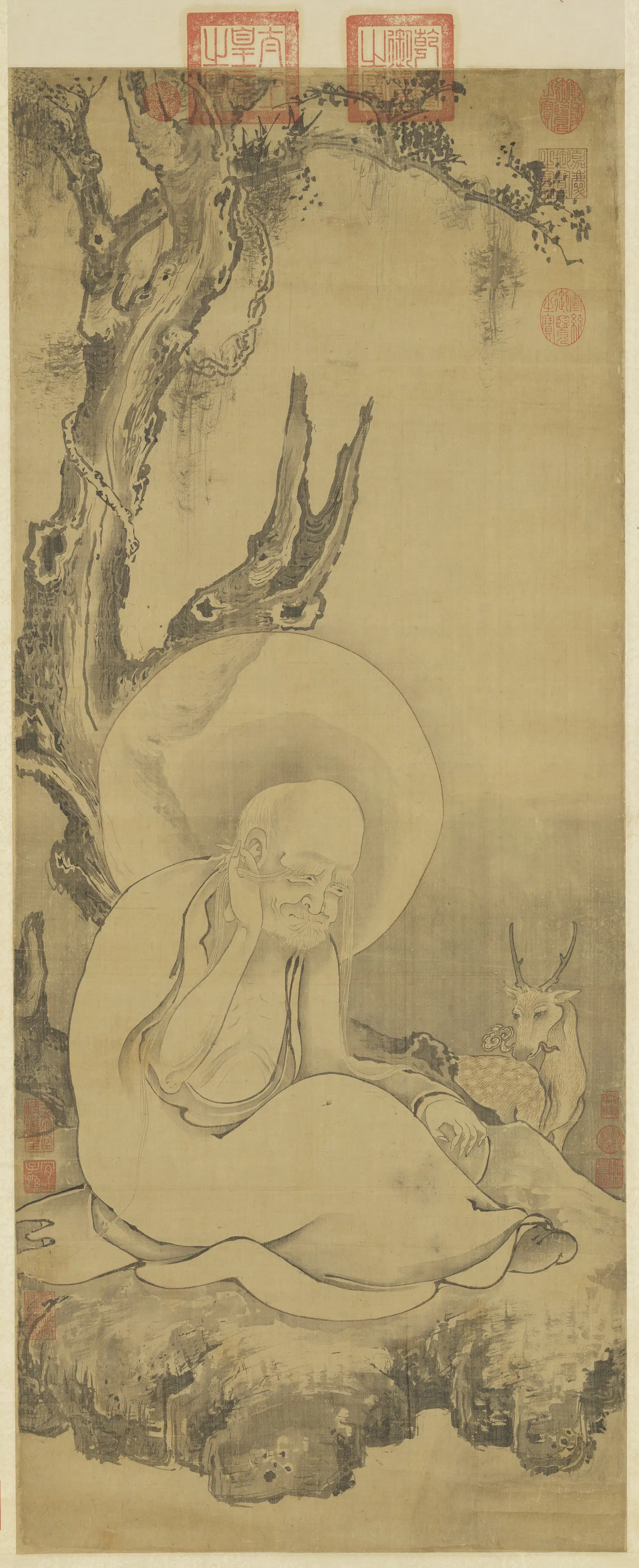 元代《元人画第十五锅巴嘎尊者图轴》