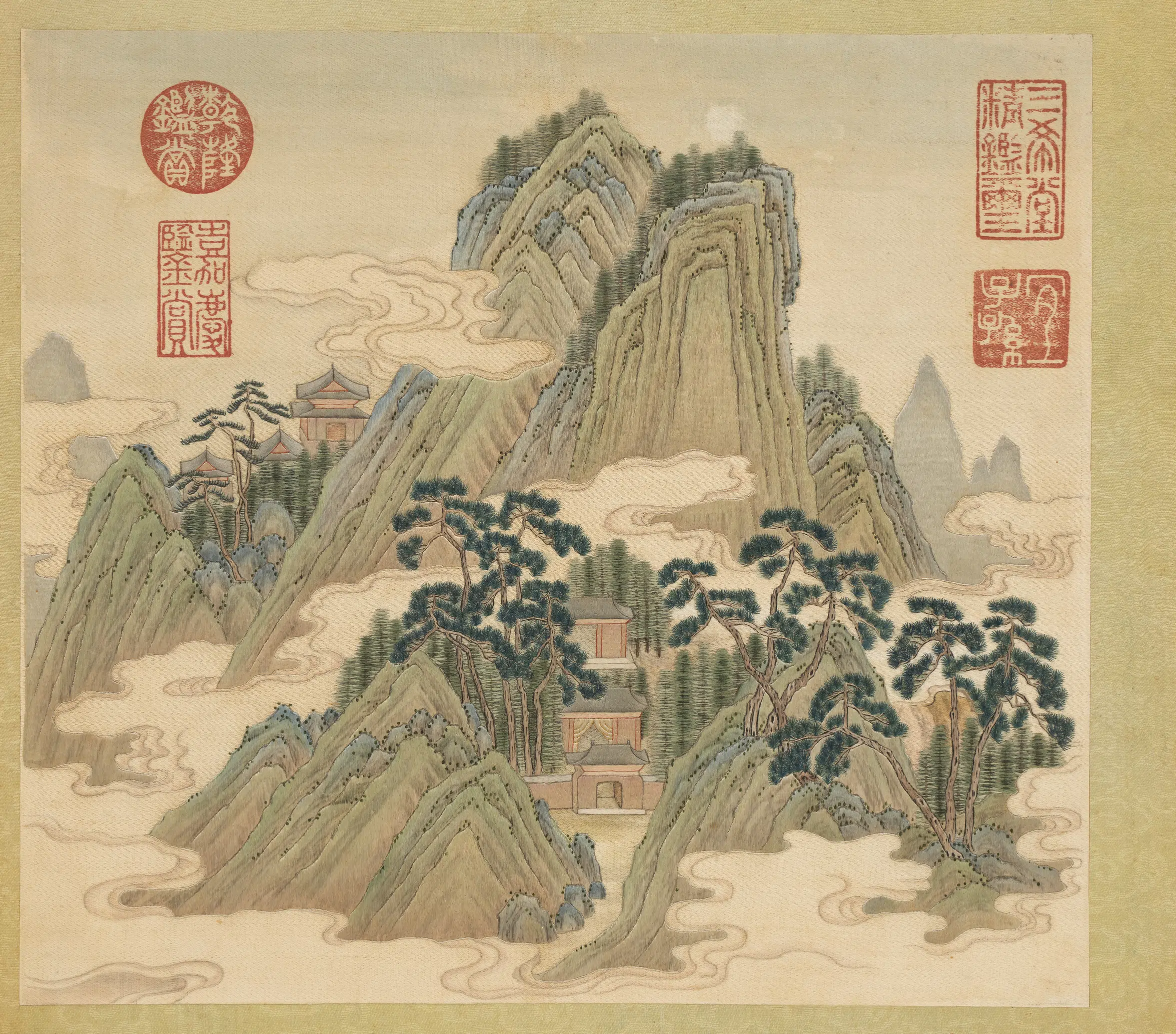 《绣线西湖图册-双峰插云》
