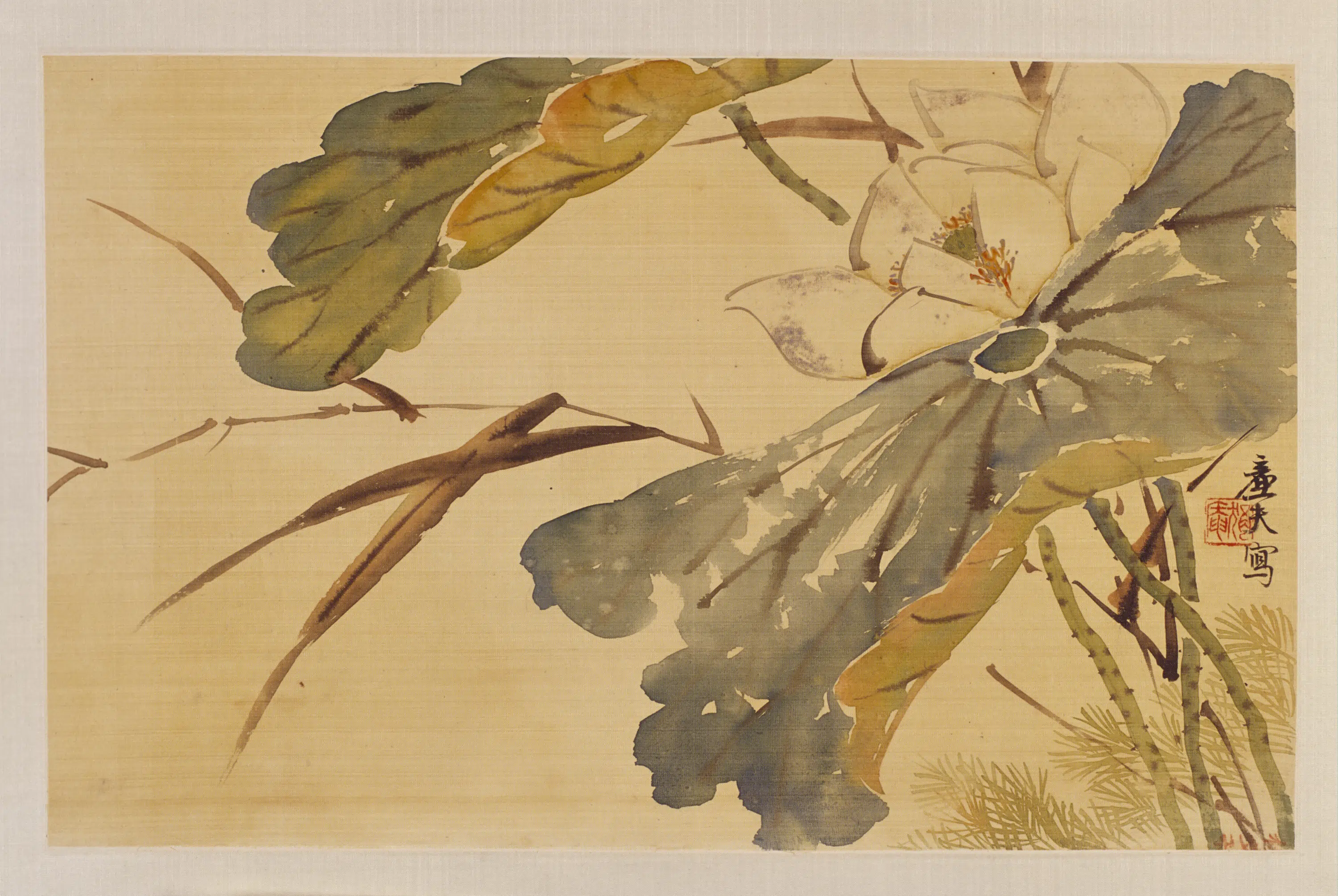 清代【陆恢】《荷花轴》 第1张