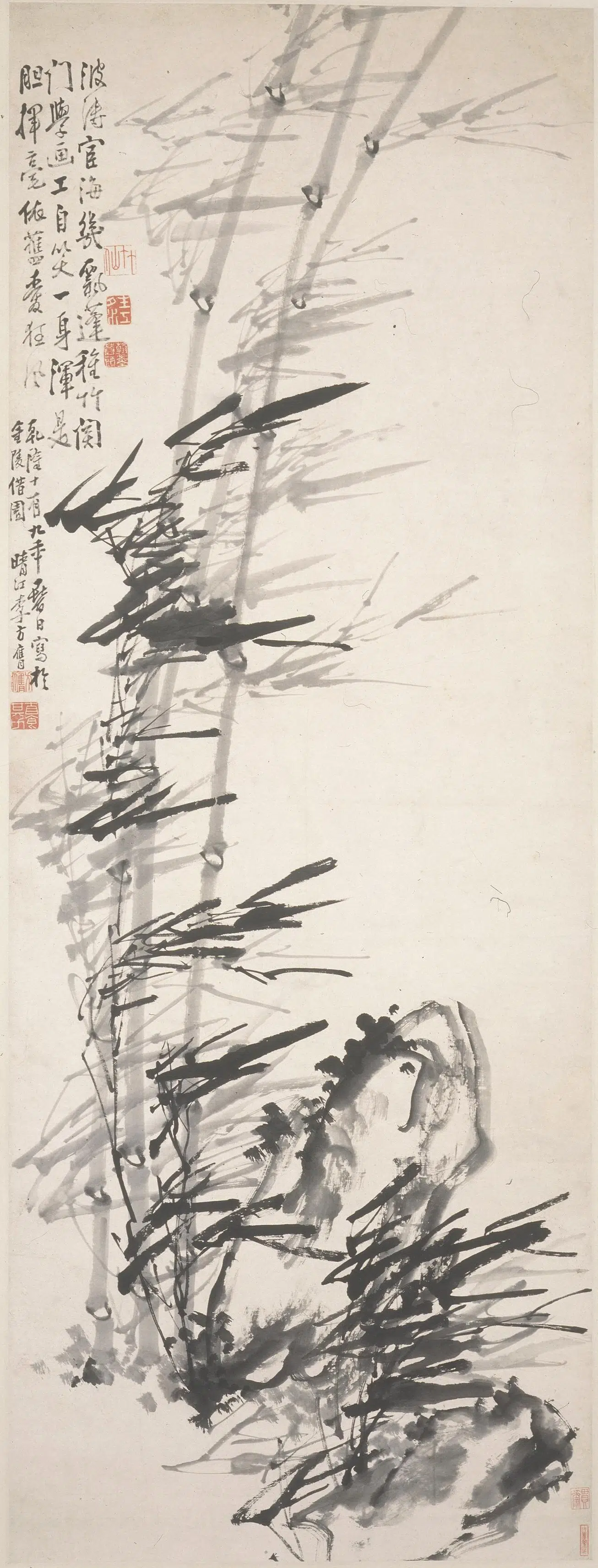 清代【李方膺】《风竹图轴》