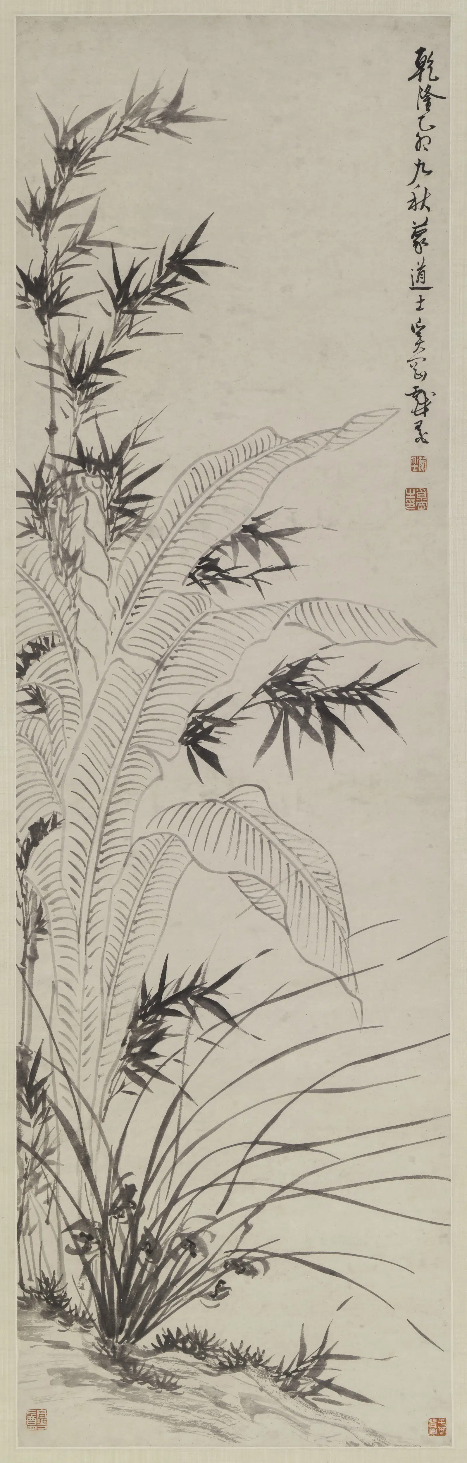 清代【奚冈】《蕉竹图轴》