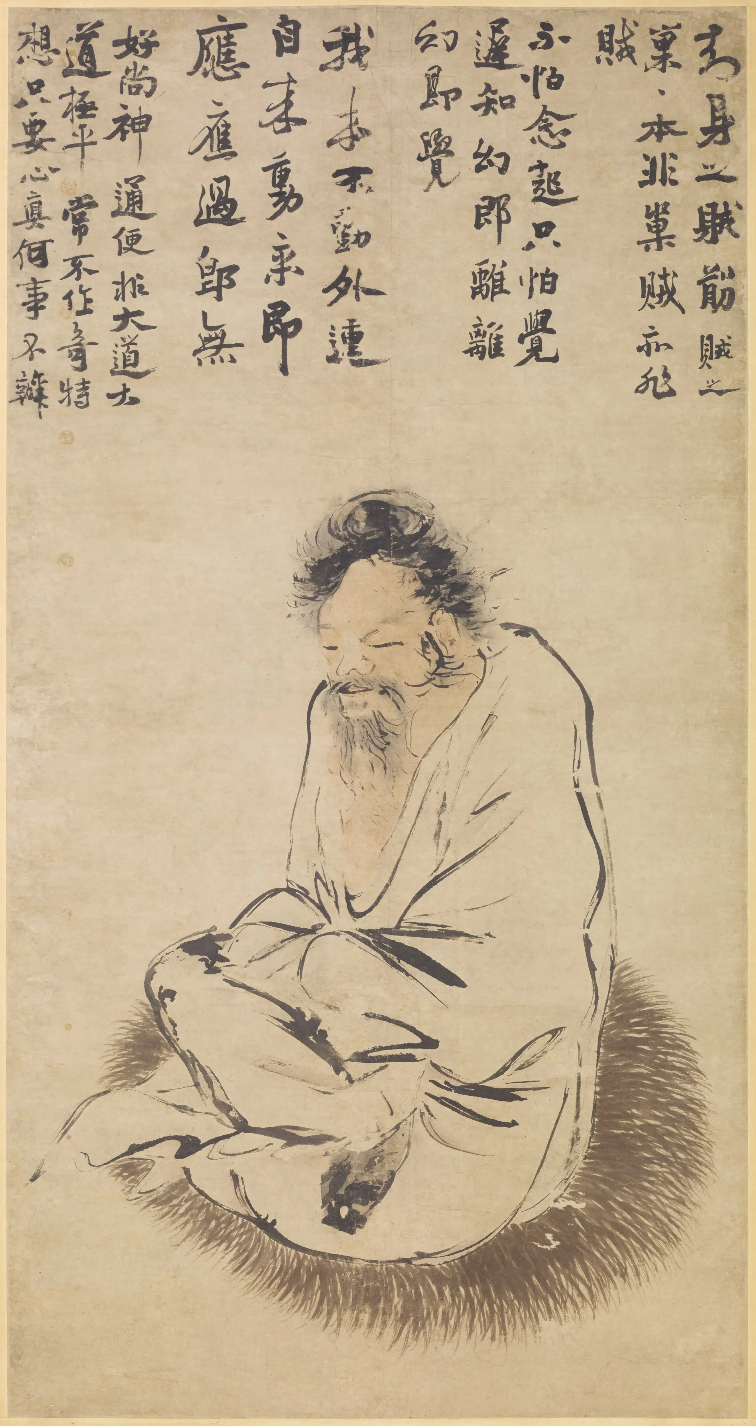 清代【佚名】《参禅图轴》