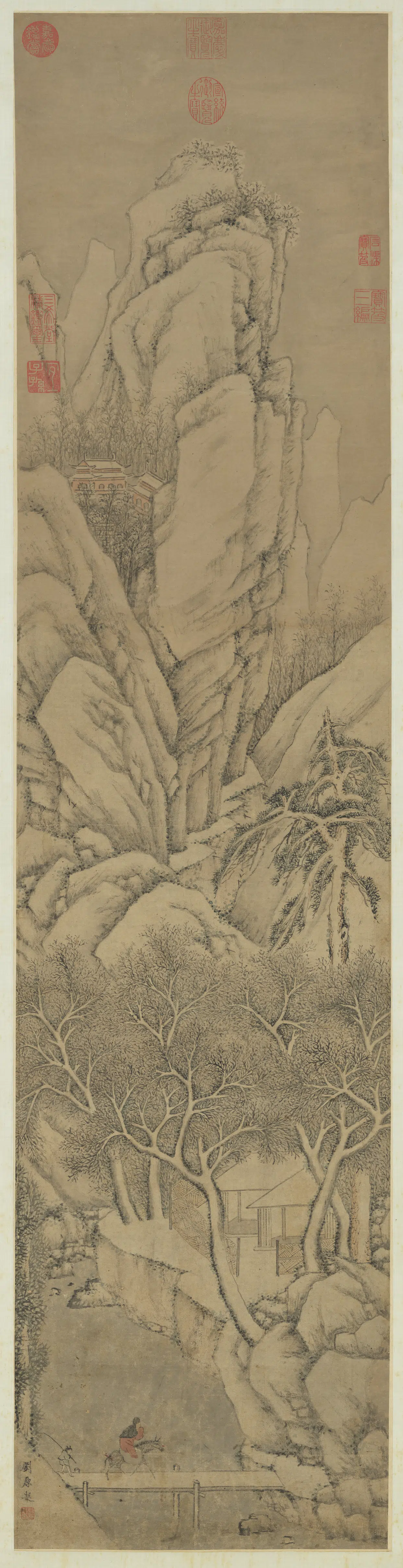 明朝【刘原起】《林峦积雪图轴》