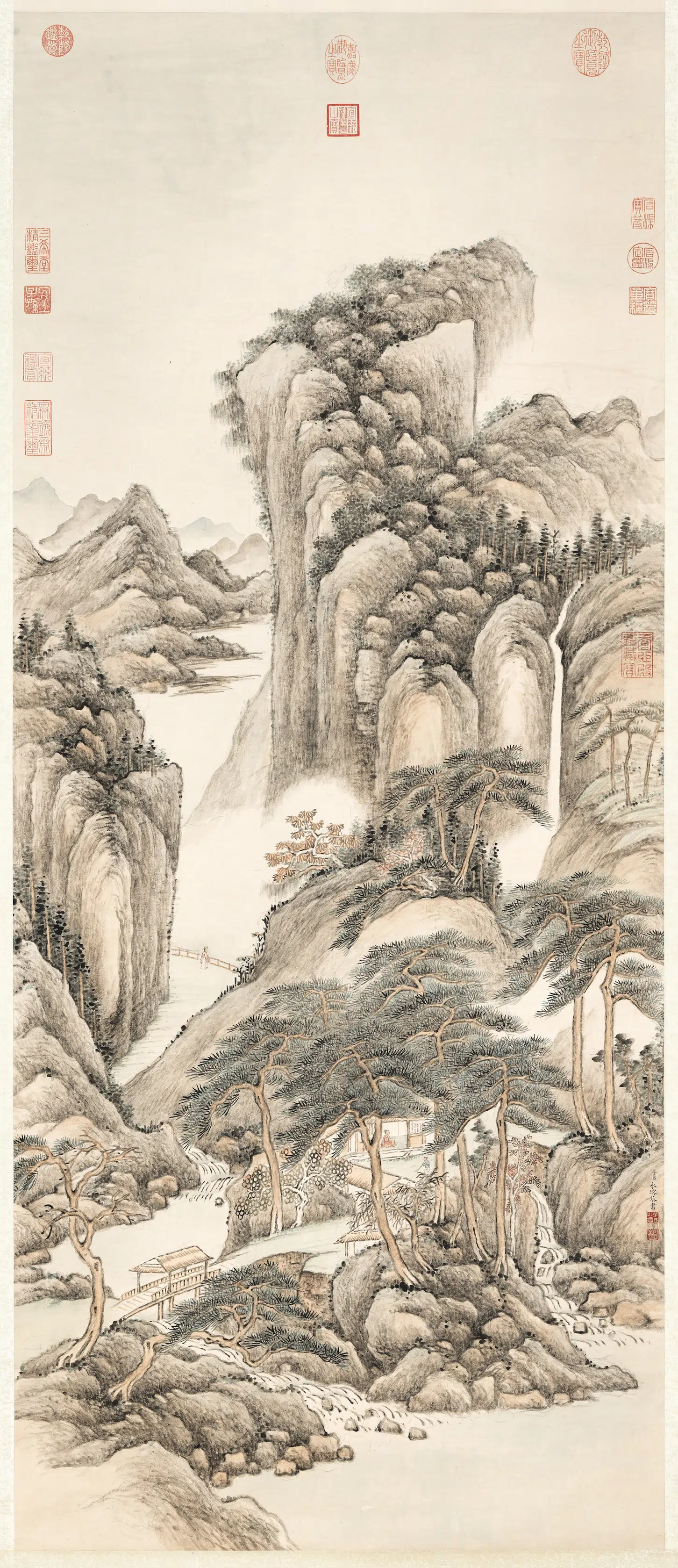 清代【爱新觉罗·永瑢】《画松溪仙馆图轴》