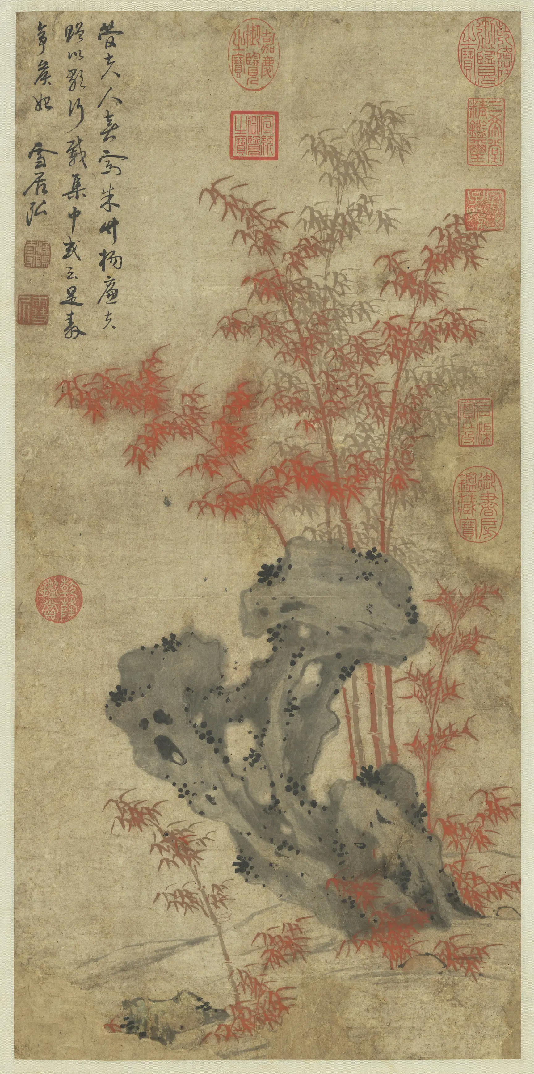 明朝【孙克弘】《朱竹图轴》