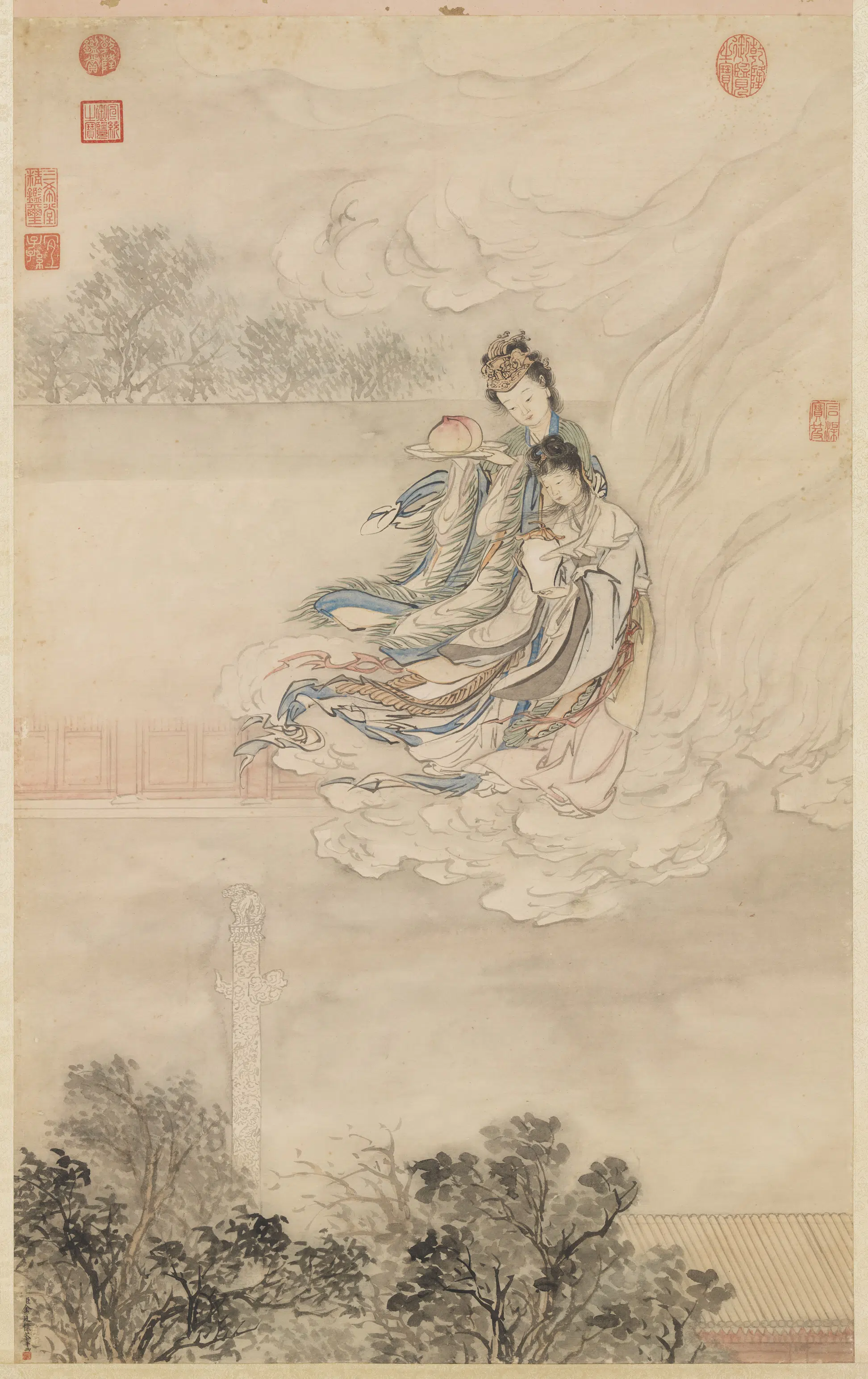 清代【金廷标】《画瑶池献寿图轴》